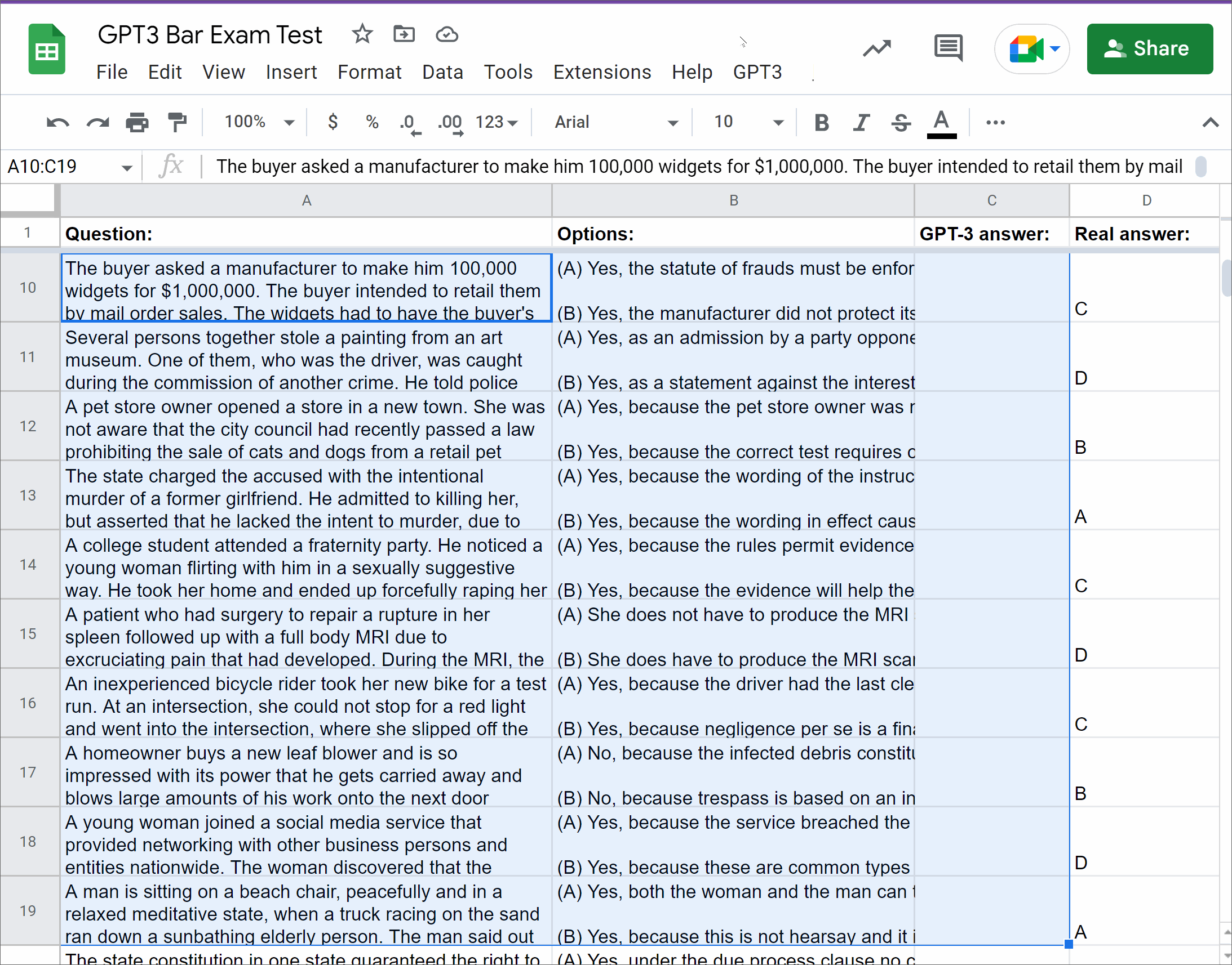 I Wrote A Script For GPT 3 To Take A Multistate Bar Exam And It Both 