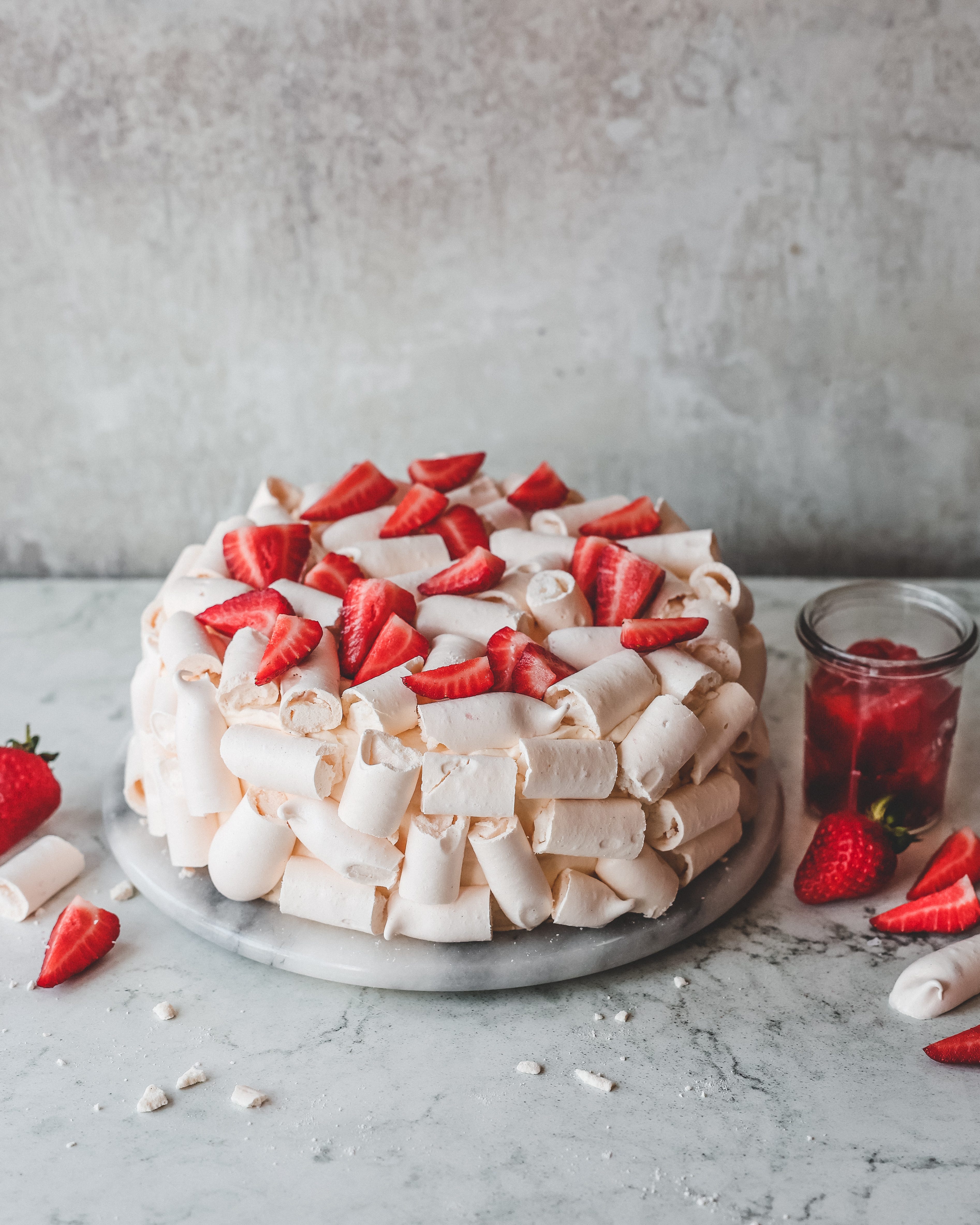 Strawberries and Cream Gateau Concorde by Edd Kimber