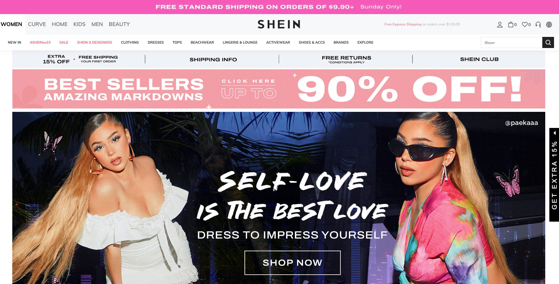 Shein on sale arabia website