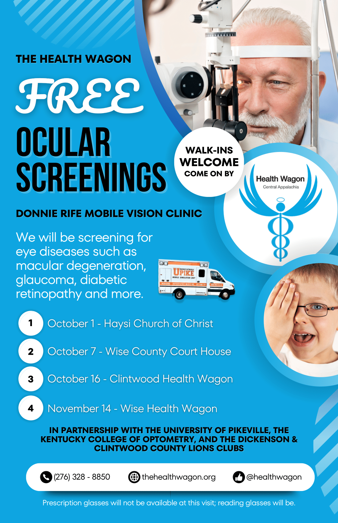 University of Pikeville and Health Wagon Supports FREE Eye Screenings