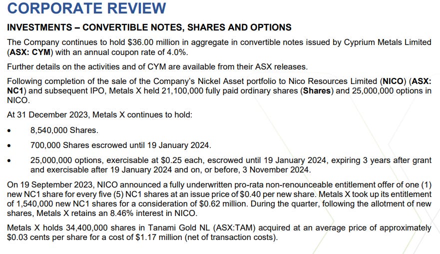 Metals sales x shares
