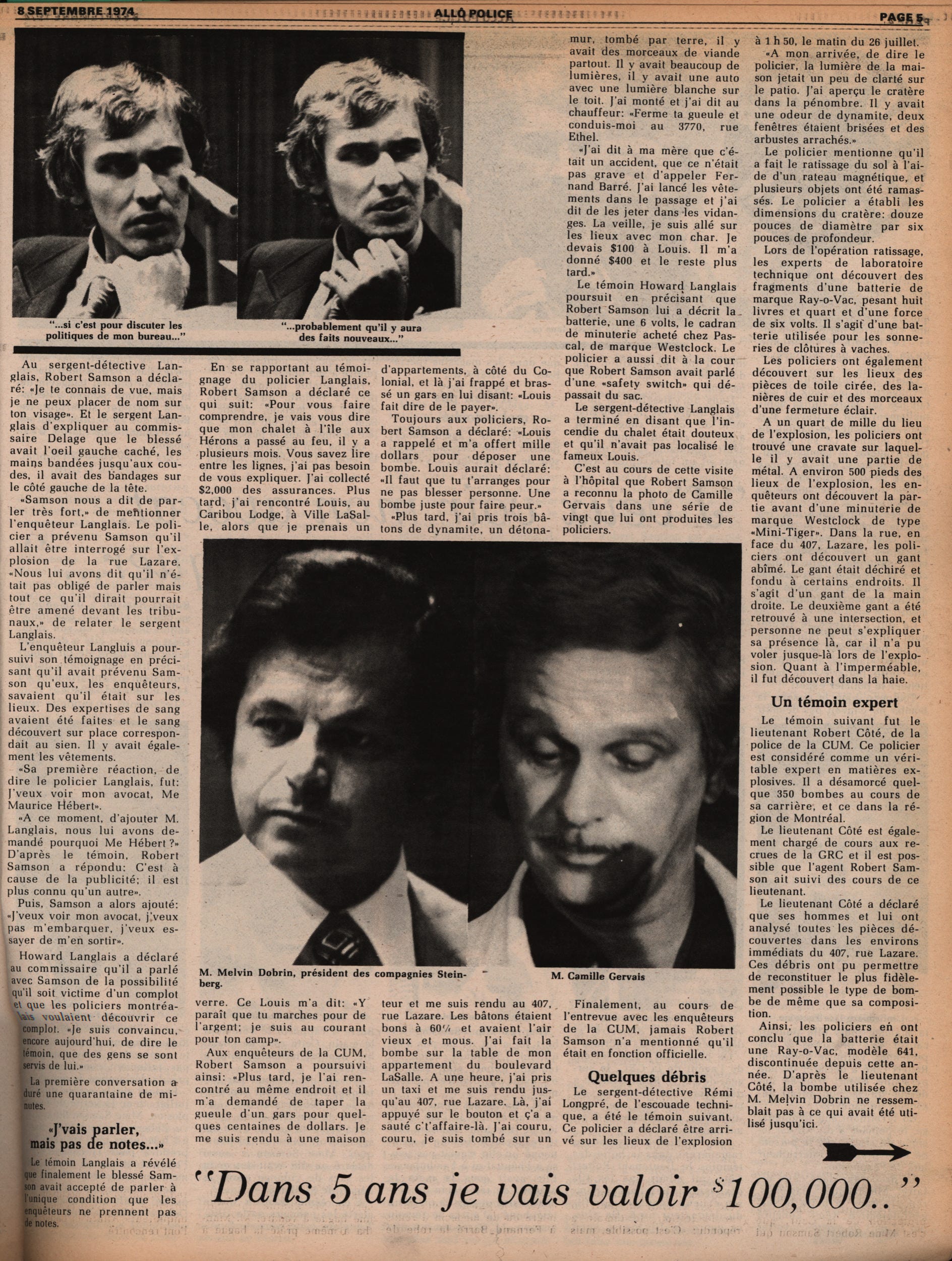 Tout sur l'affaire Samson Allô Police Septembre 1974