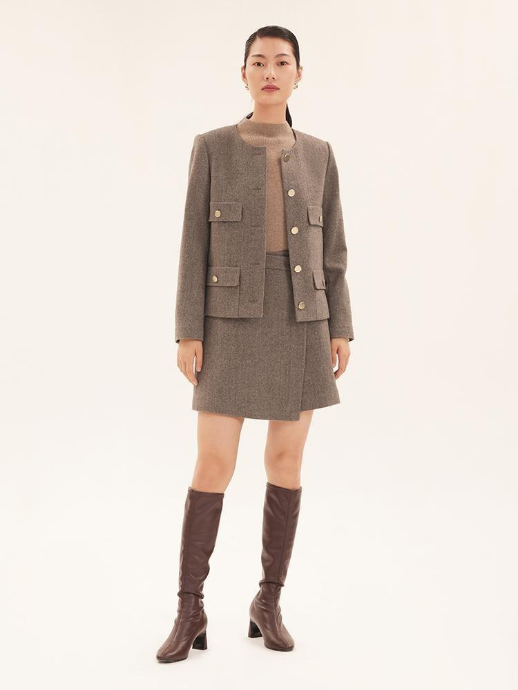 Zara collarless deals coat