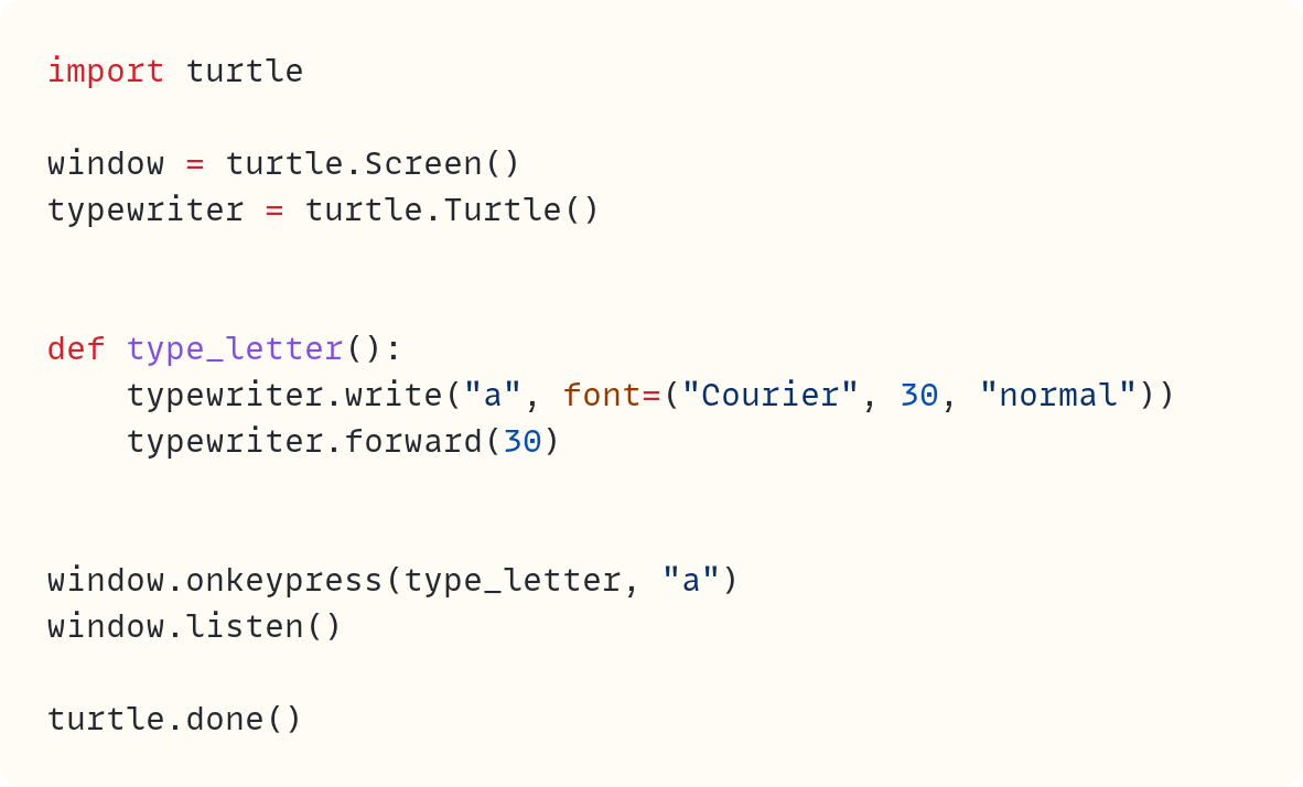 Tap, Tap, Tap on The Tiny `turtle` Typewriter