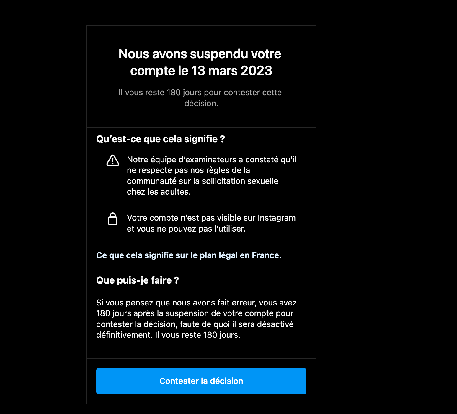 Compte Instagram bloqué Les Anecdotes Sexy de Lily