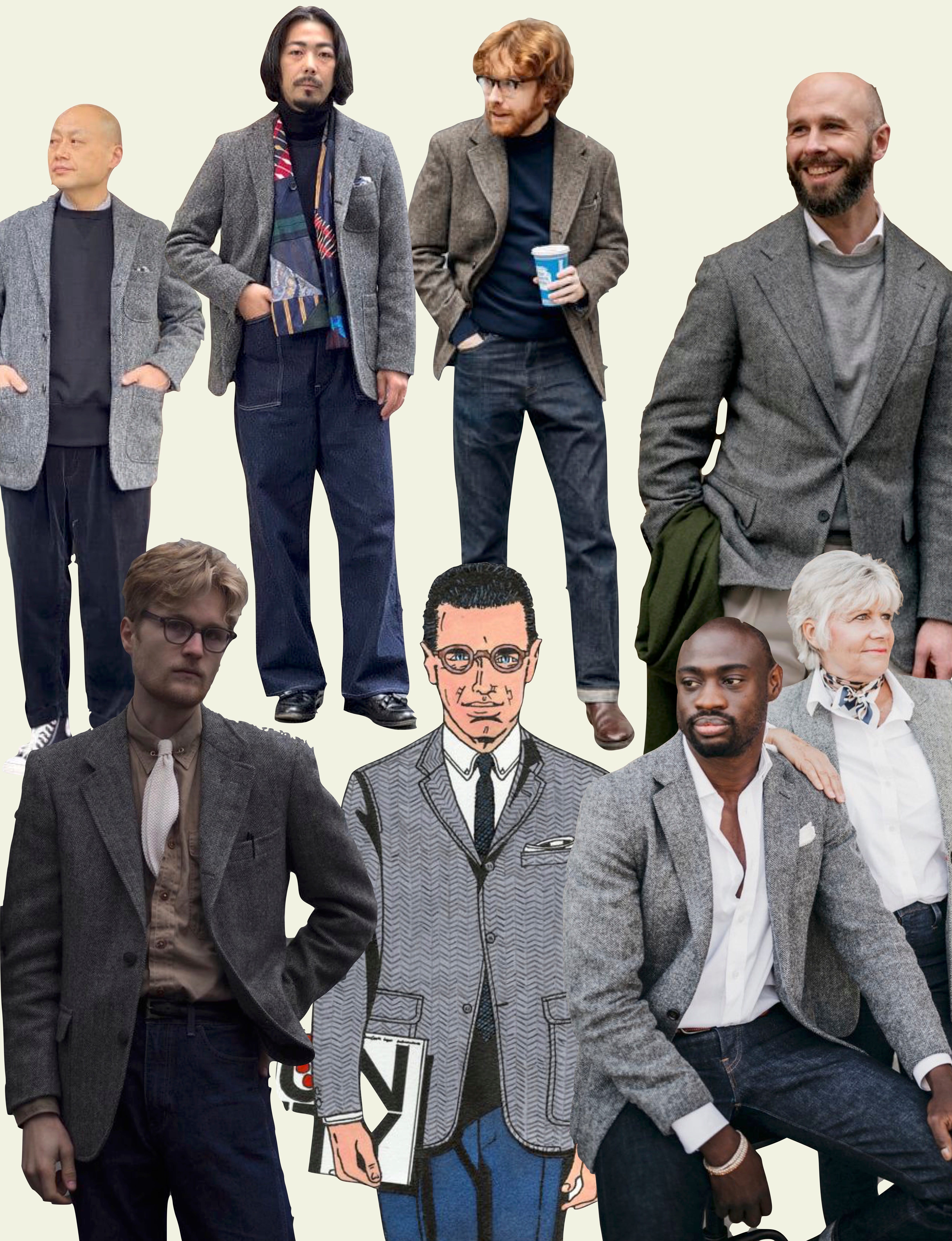 Grey herringbone tweed jacket clearance