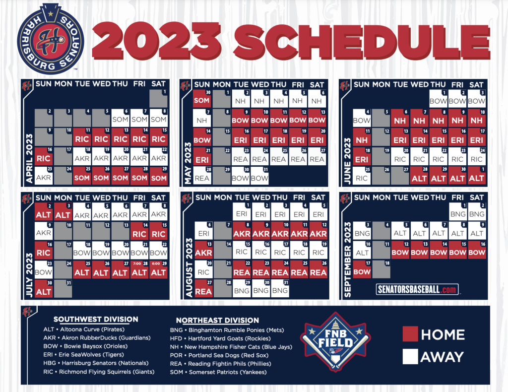 Harrisburg Senators Announce 2023 Schedule