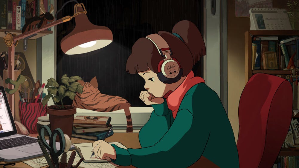 Lofi study girl hoodie 2025