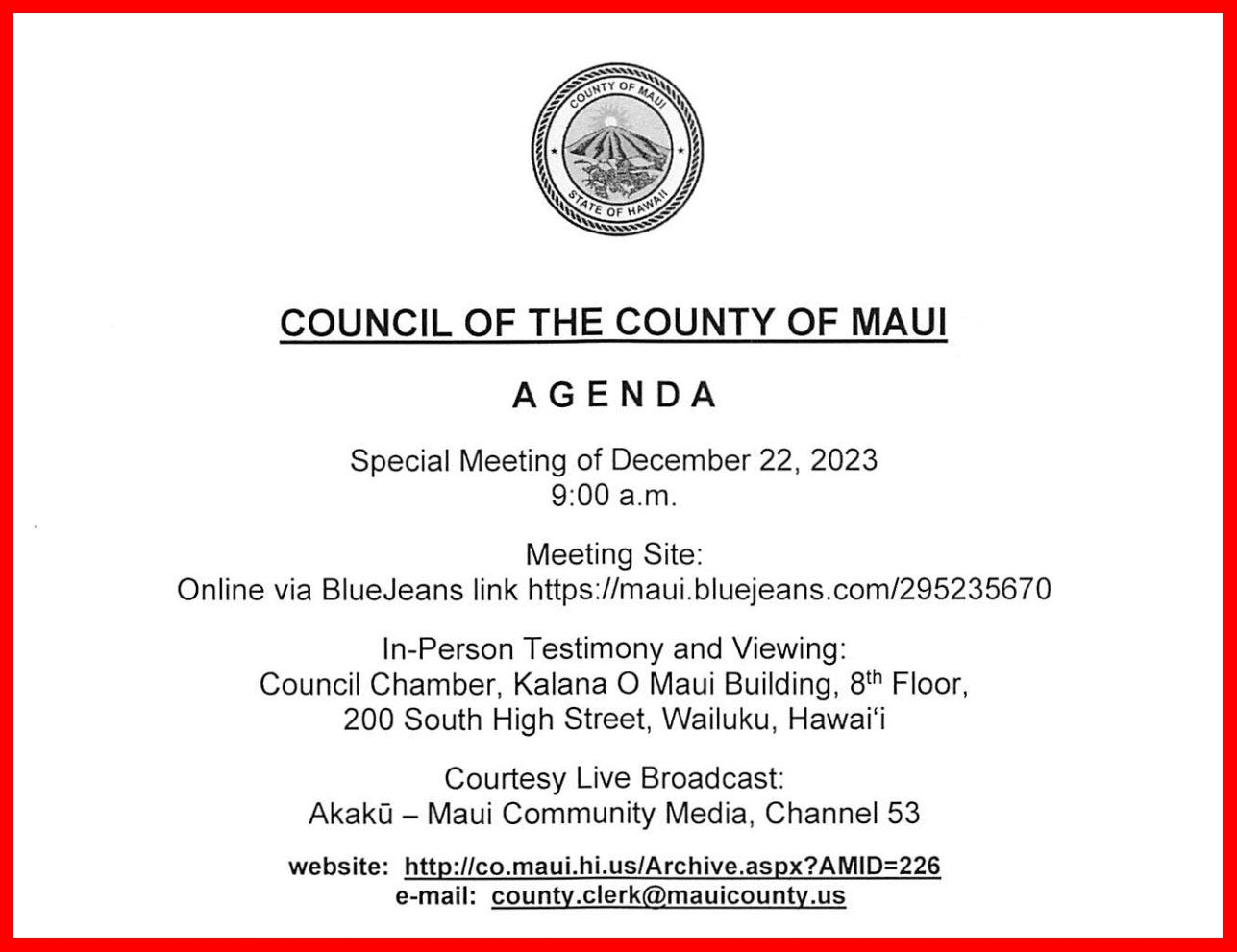 Testimony Deadline Thursday 12/21 at 9am: Toxic Dump Site at Olowalu