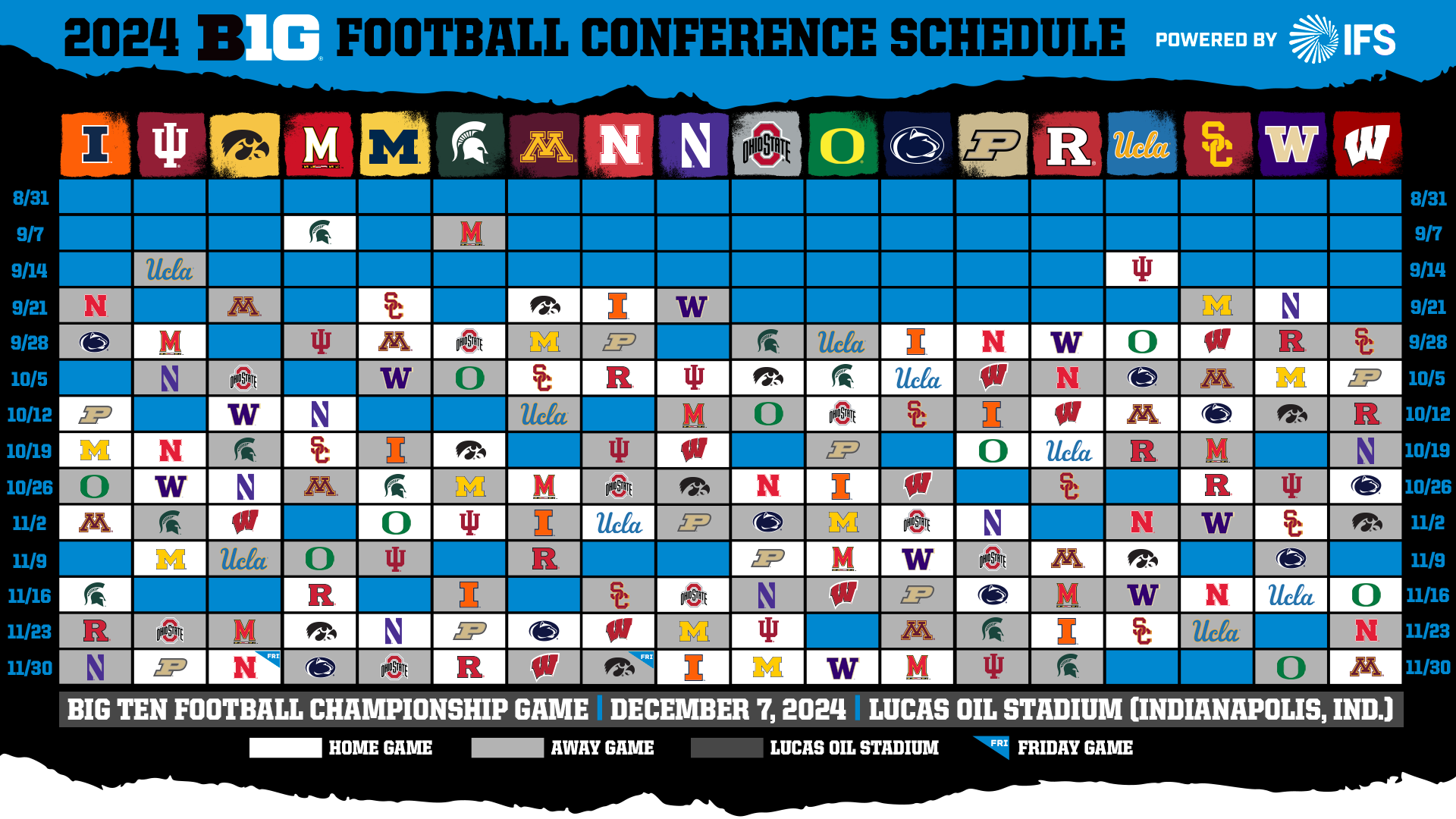 Big Ten Conference Announces 2024 Football Schedule