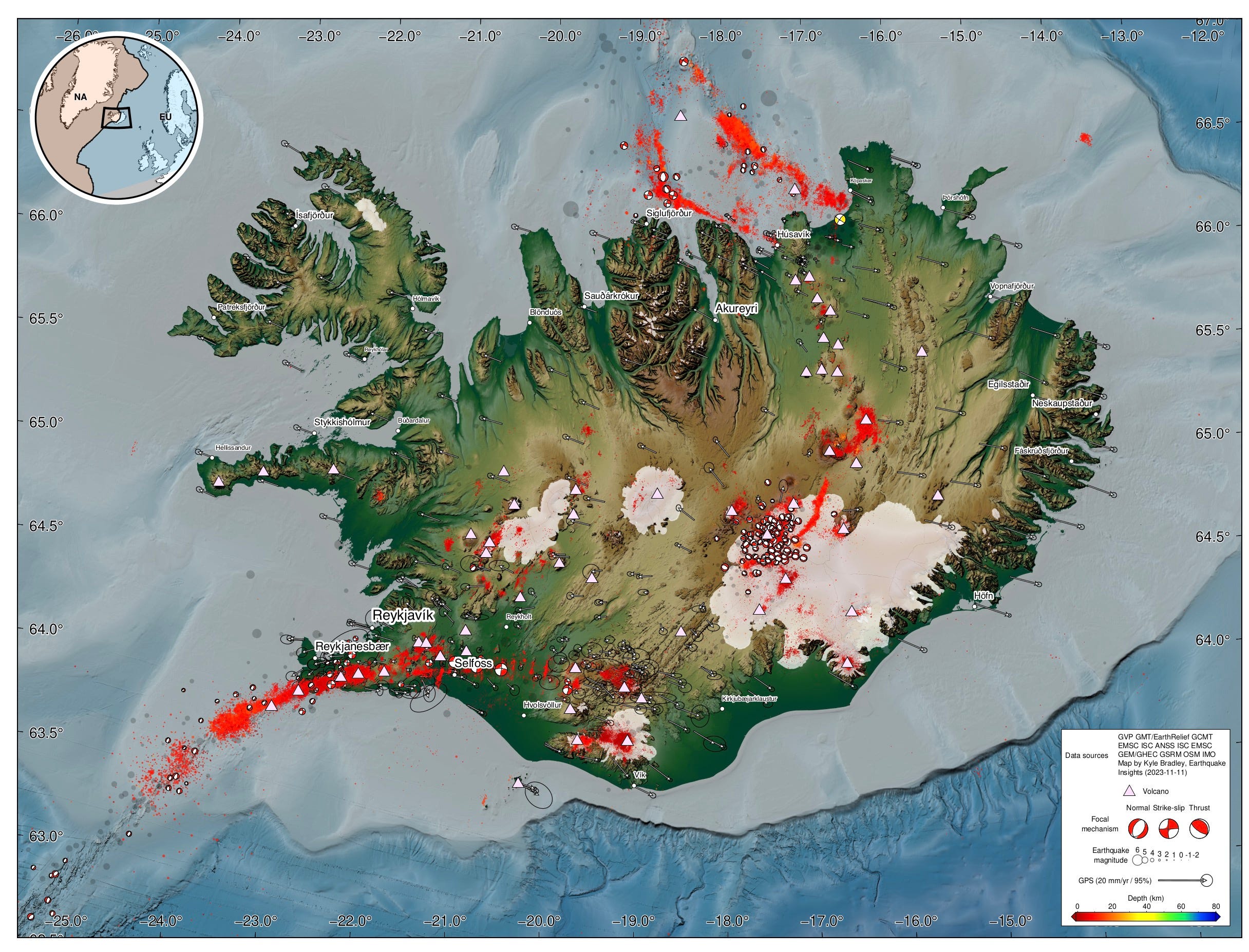 Volcanic earthquakes in Iceland