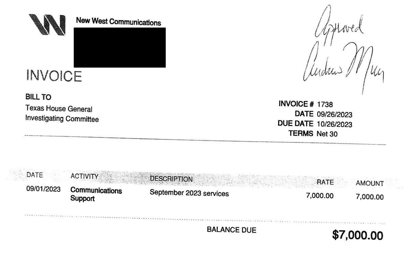Texas House Release Invoices from the Paxton Impeachment totaling $4.3 ...