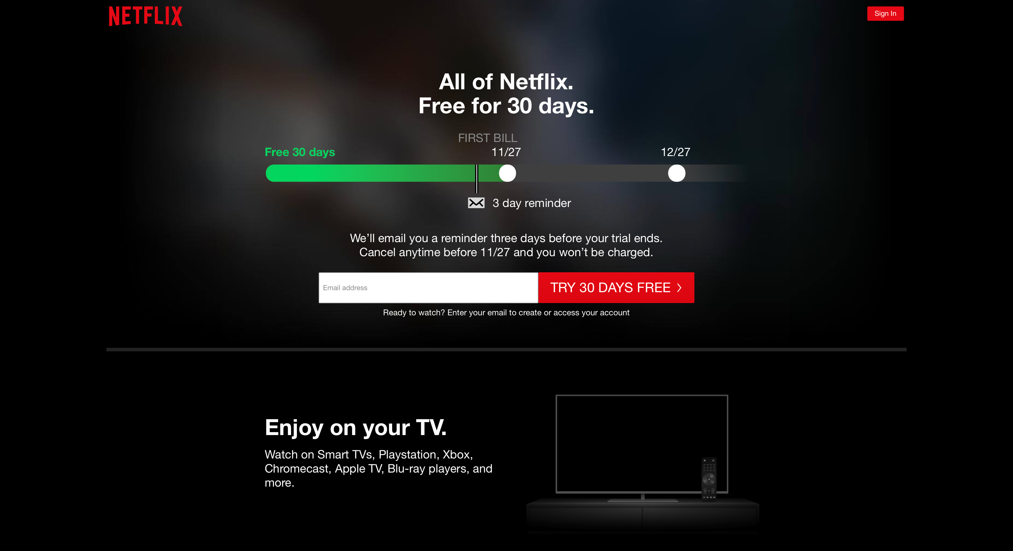 Netflix 30 days free sales
