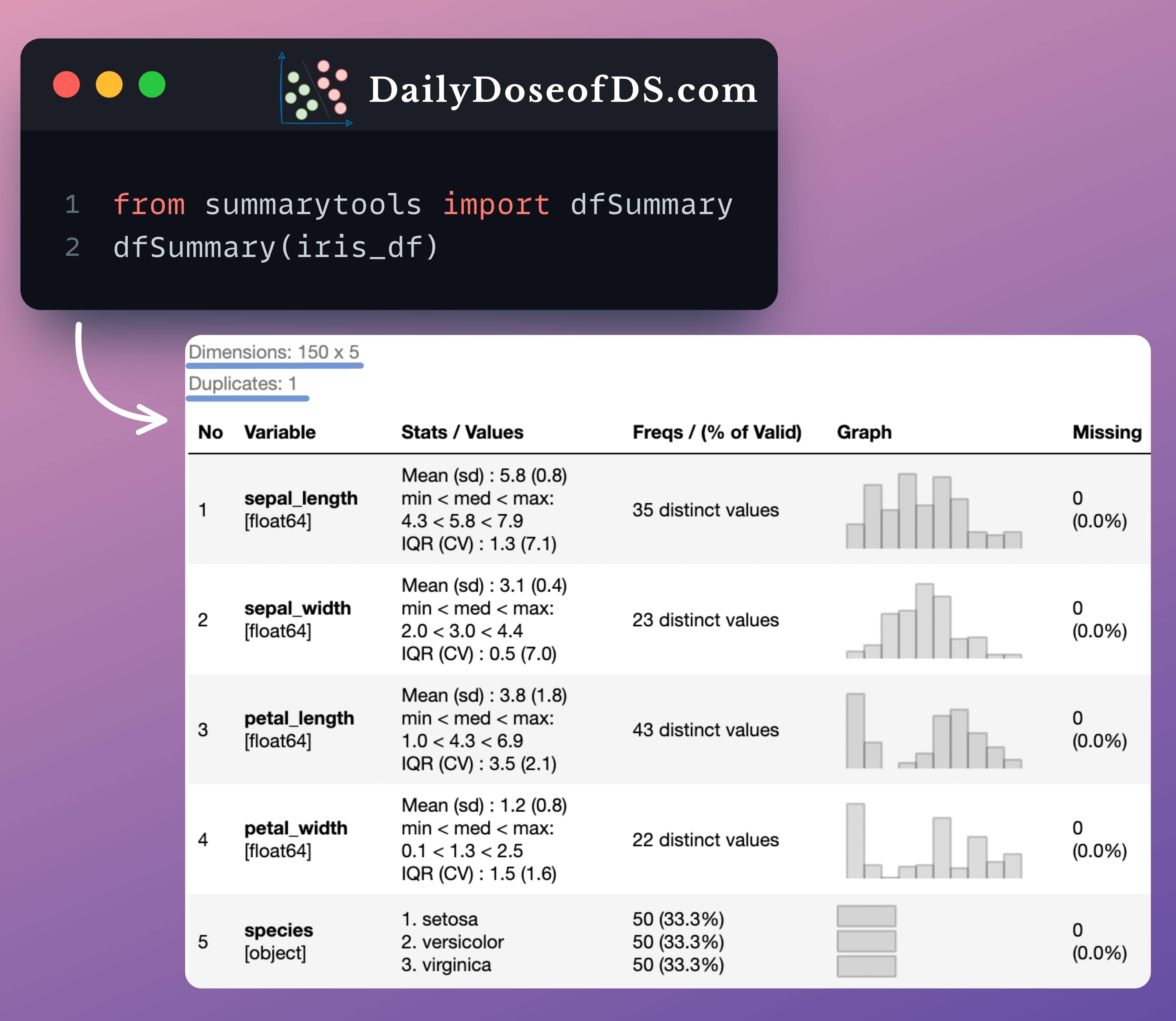 SummaryTools: A Richer Alternative To Pandas' Describe Method.