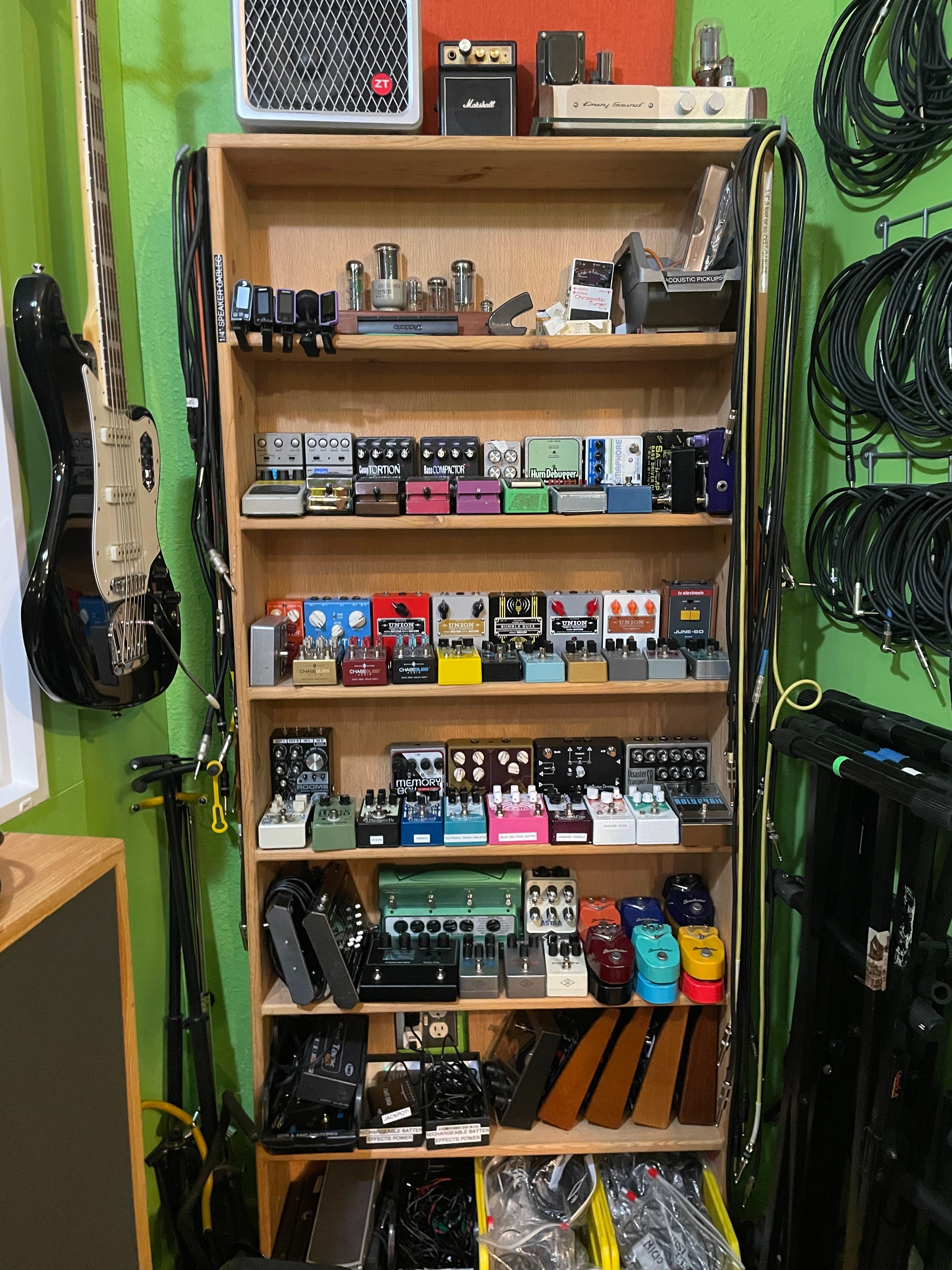 Guitar pedal storage shelf on sale