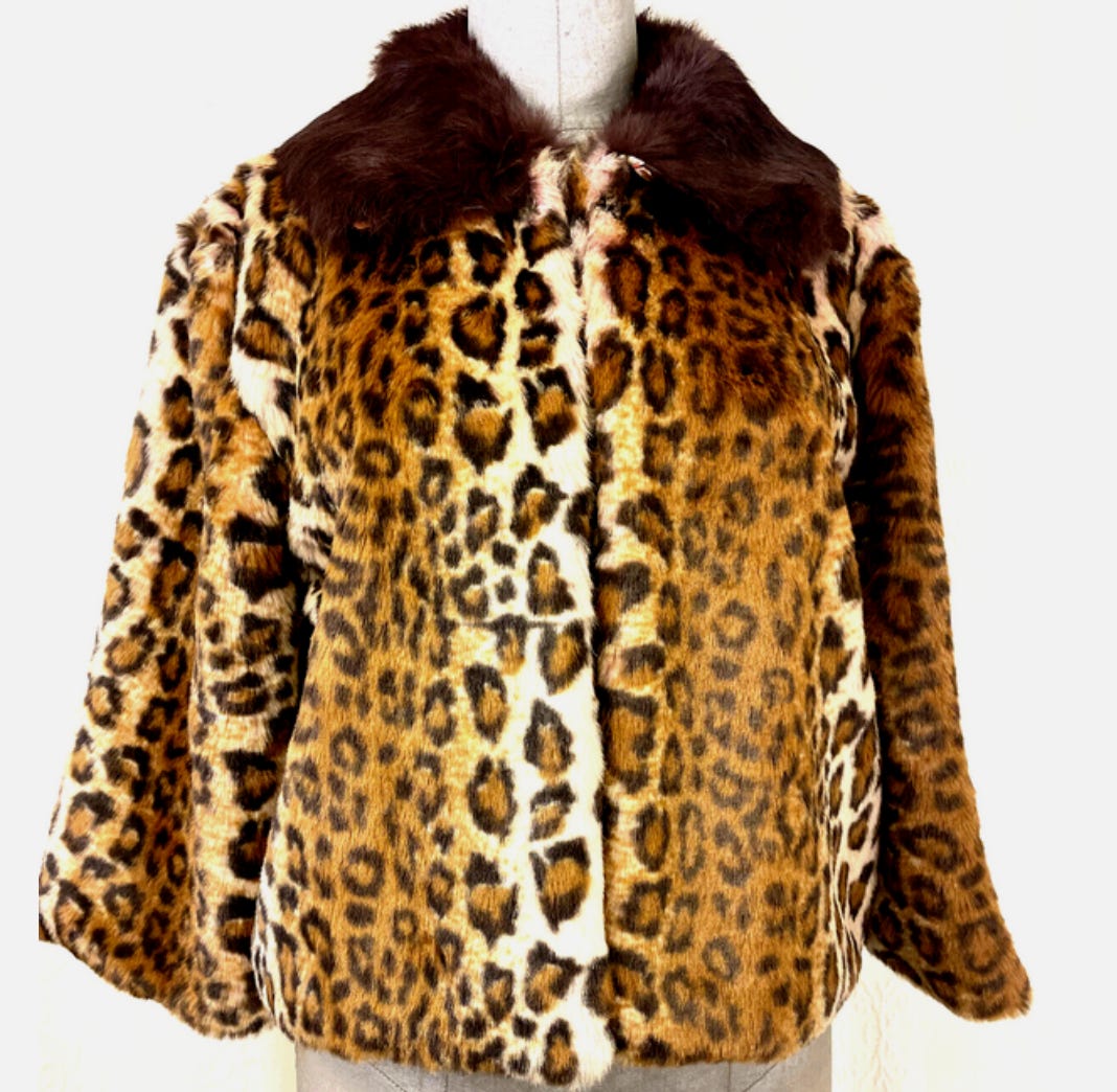 Topshop leopard top coat pink collar