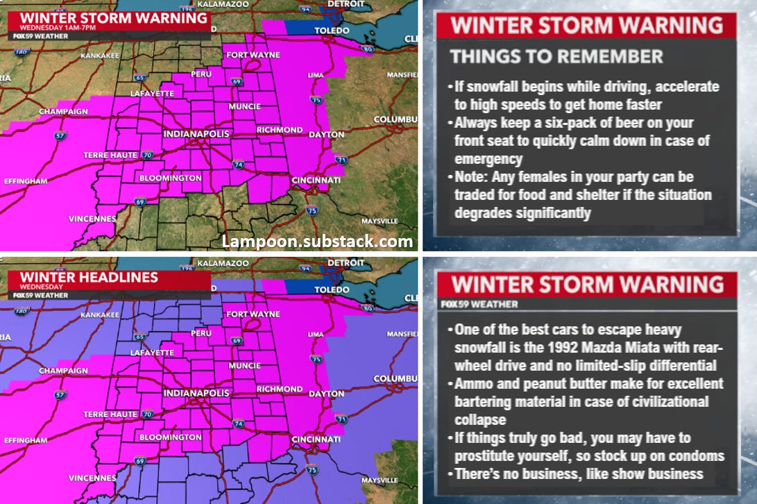 Winter Storm Warning Tips - by The Lampoon - Lampoon
