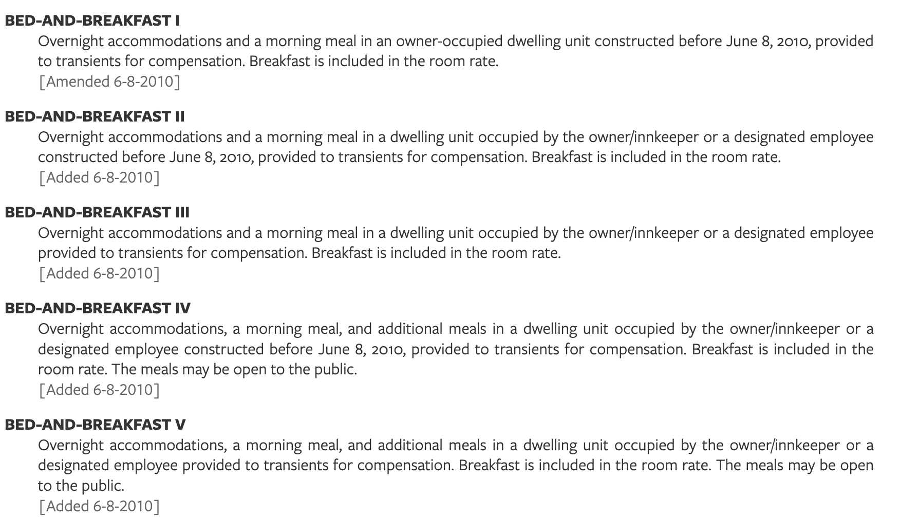 When is a Bed and Breakfast a Bed and Breakfast?