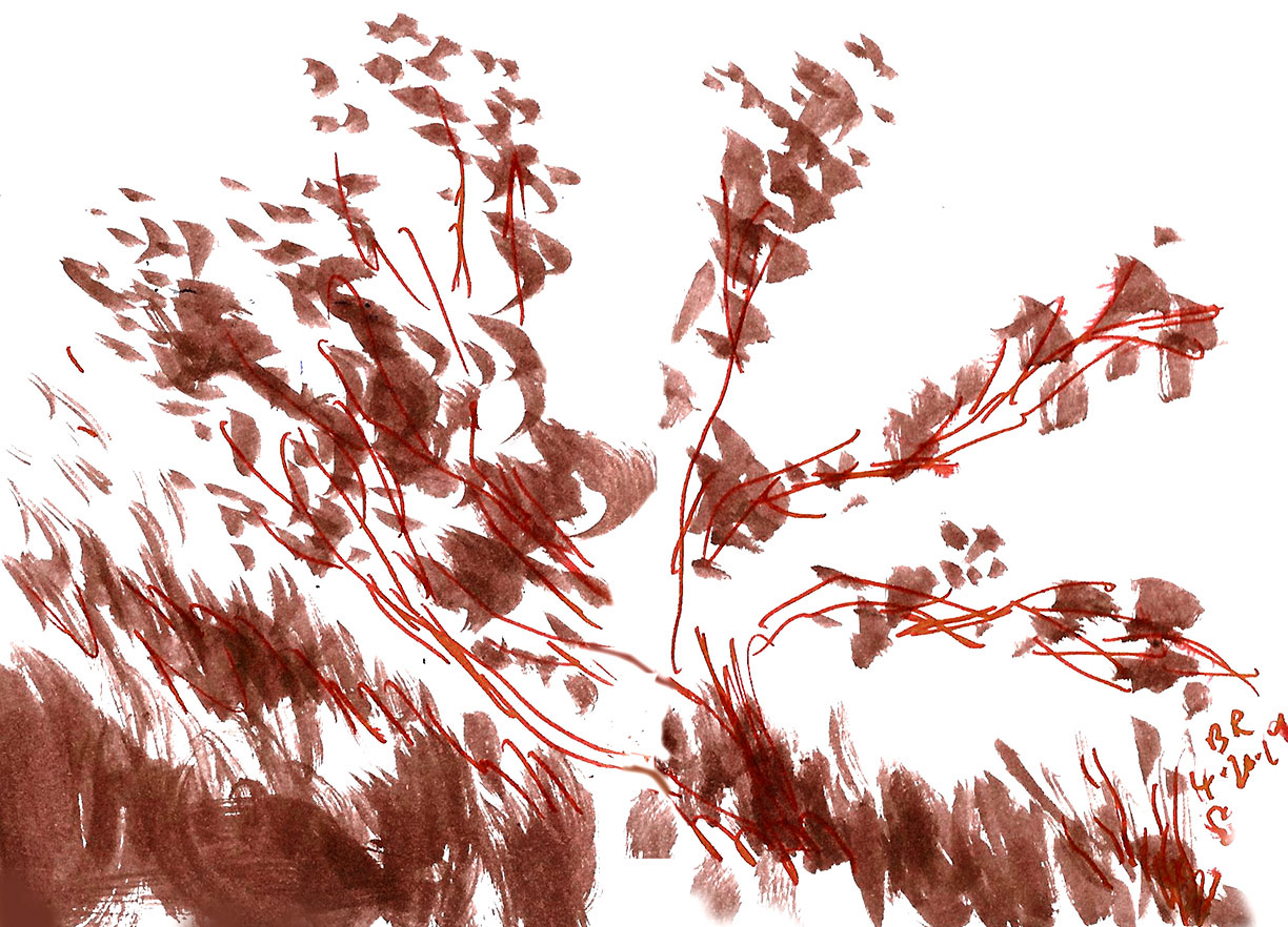 Drawing in Red Sepia on a Path by Bill Russell