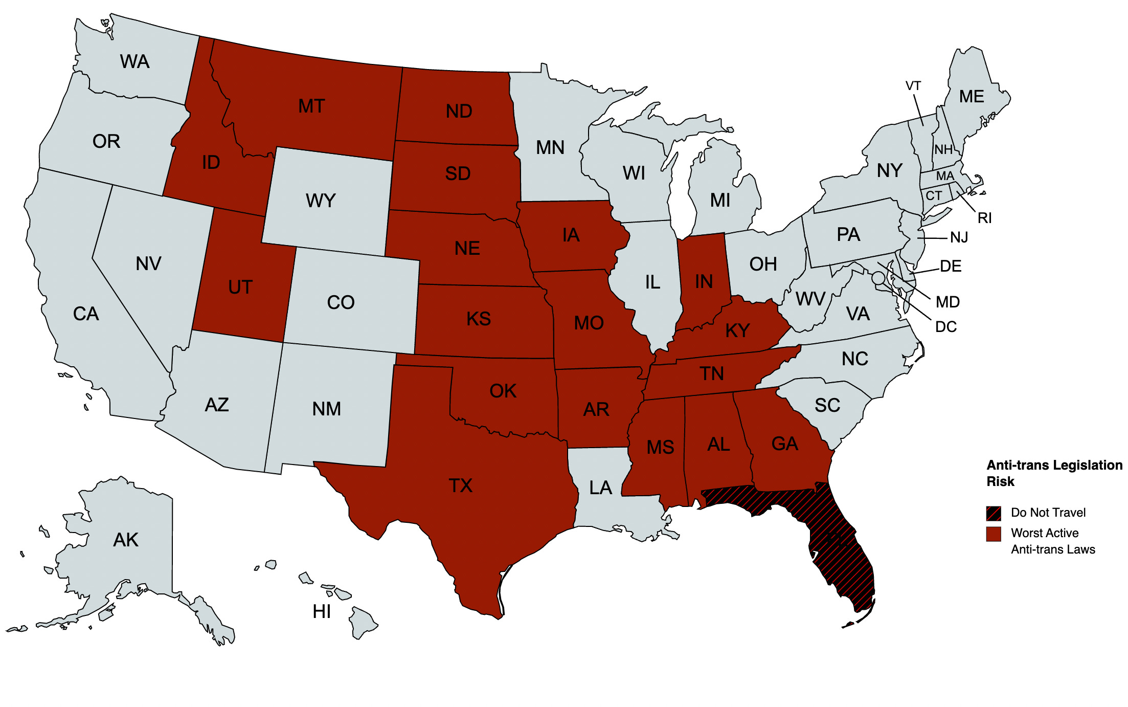 May AntiTrans Legislative Risk Map by Erin Reed