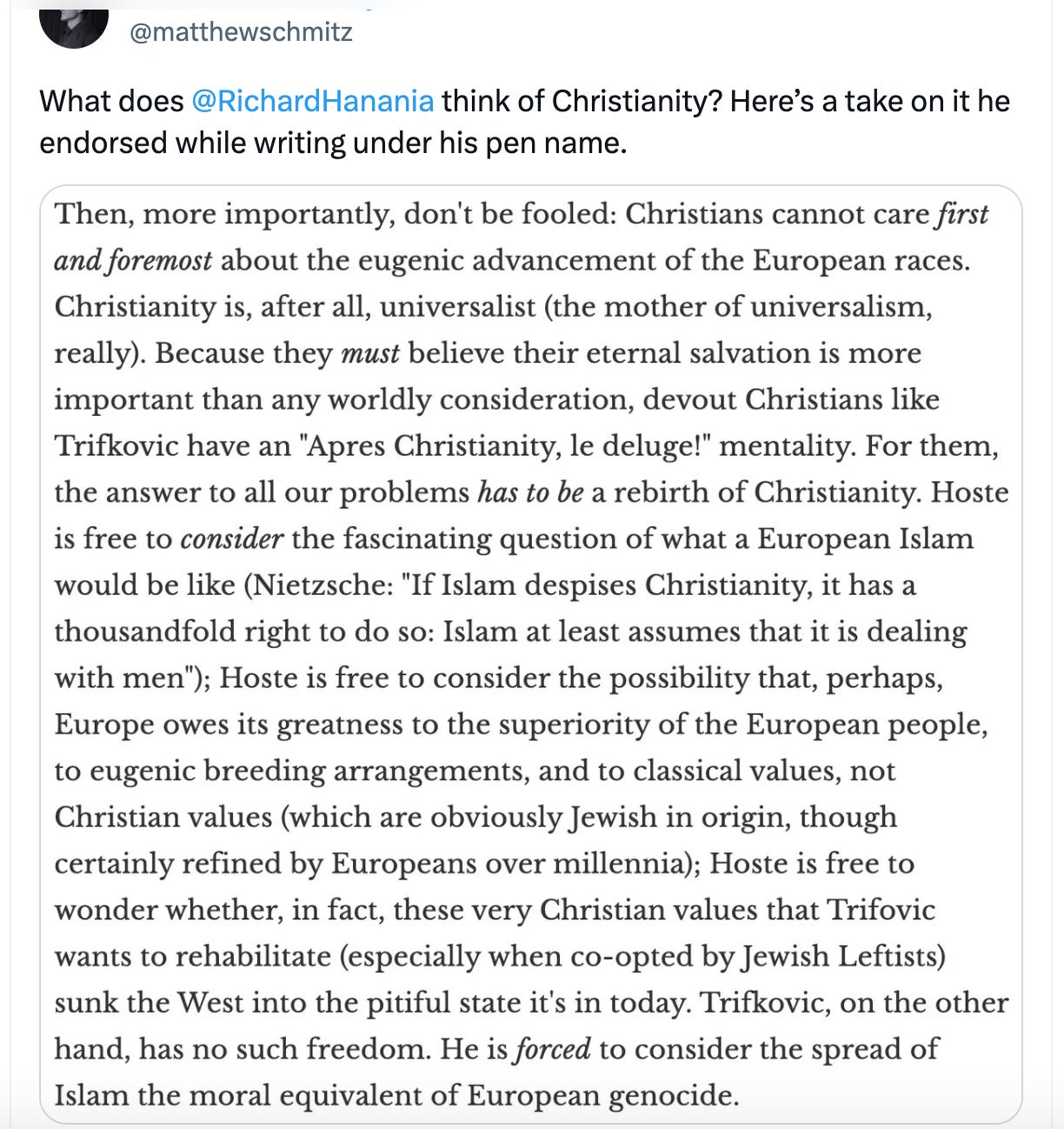 Hanania's Shocking/Not-Shocking Exposure