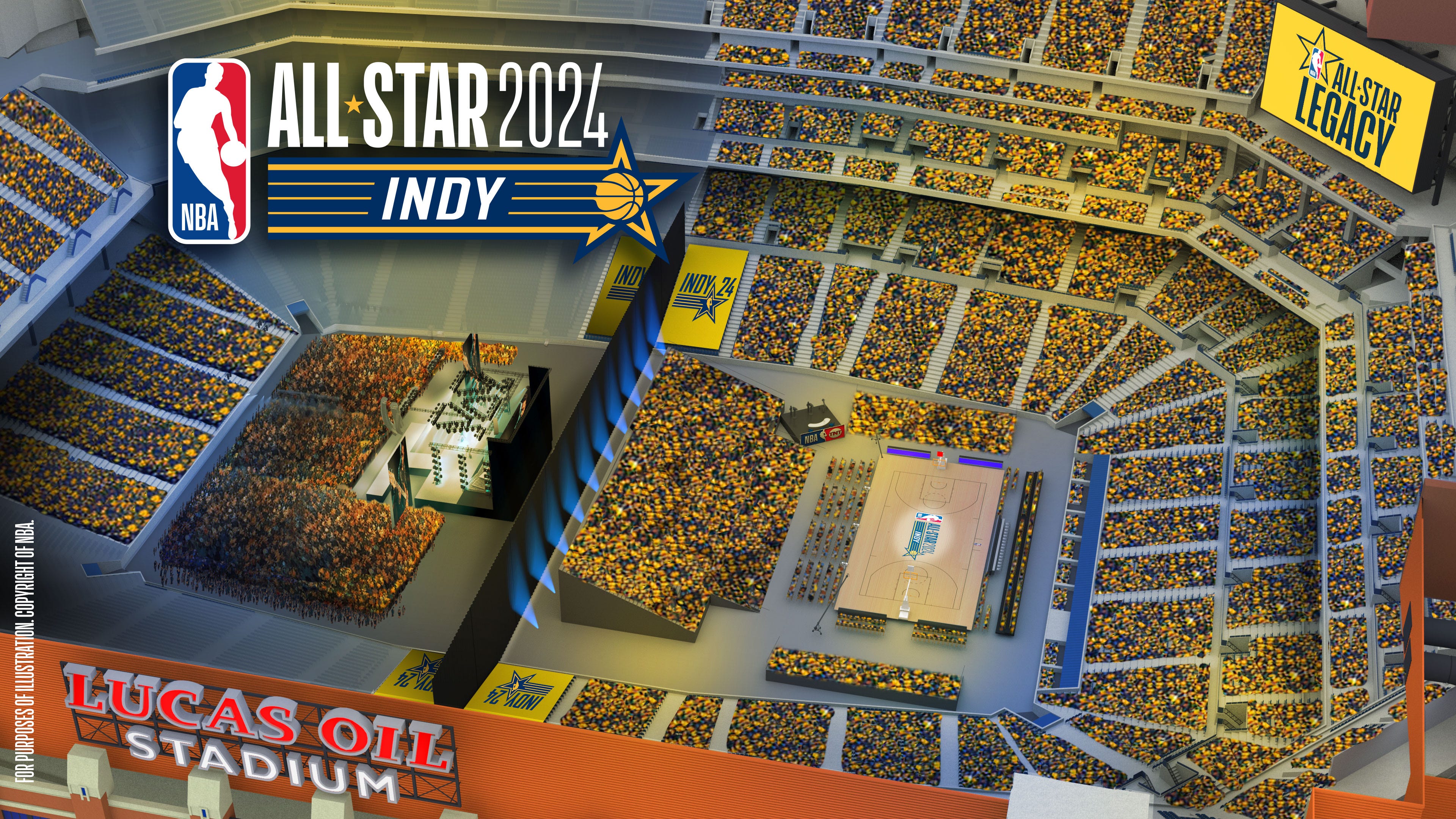 Indy's NBA AllStar Saturday night will be held at Lucas Oil Stadium