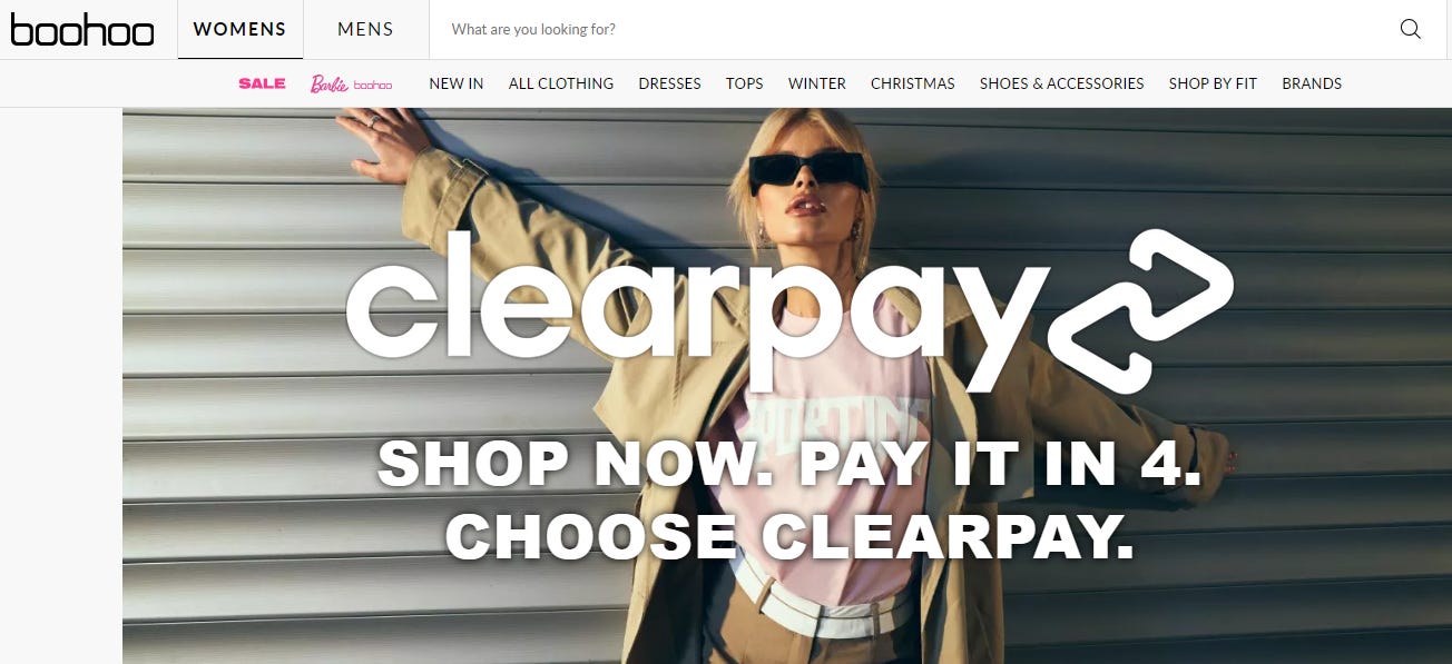 Boohoo clearpay best sale