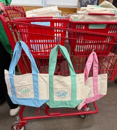 Trader Joe's pastel mini tote bags are back. Crowds rush in