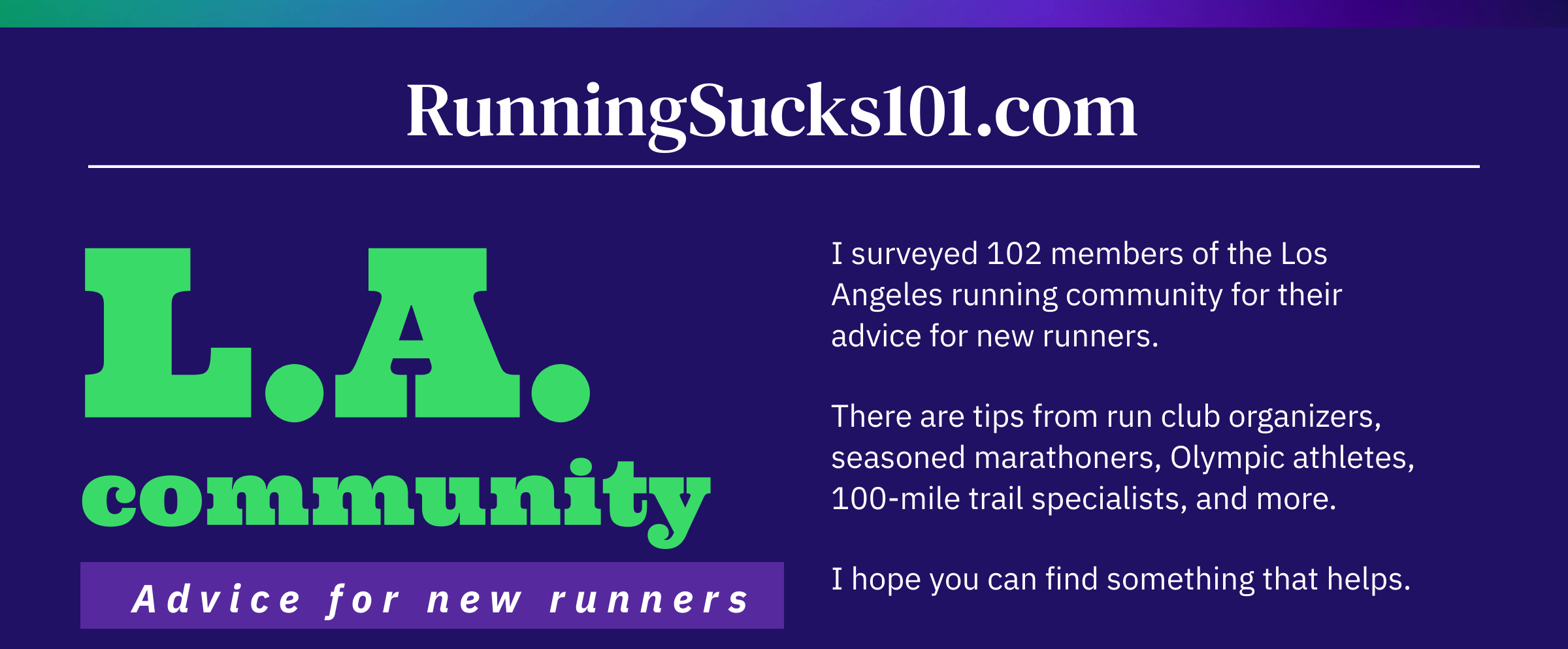 From L.A. with Love our advice to new runners anywhere