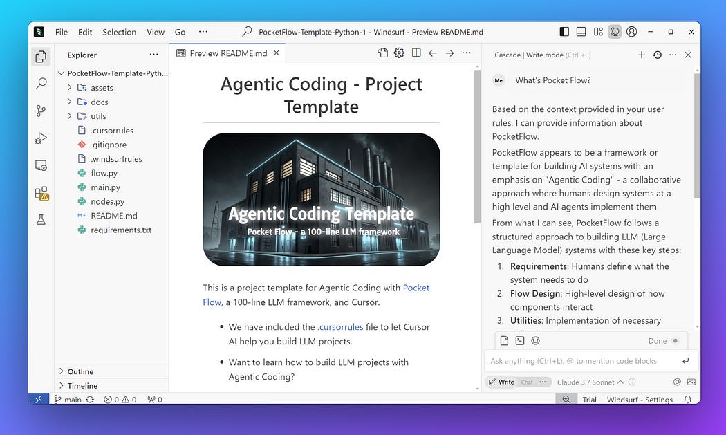 Agentic Code Editor Agentic Coding: Let Agents Build Agents for you!