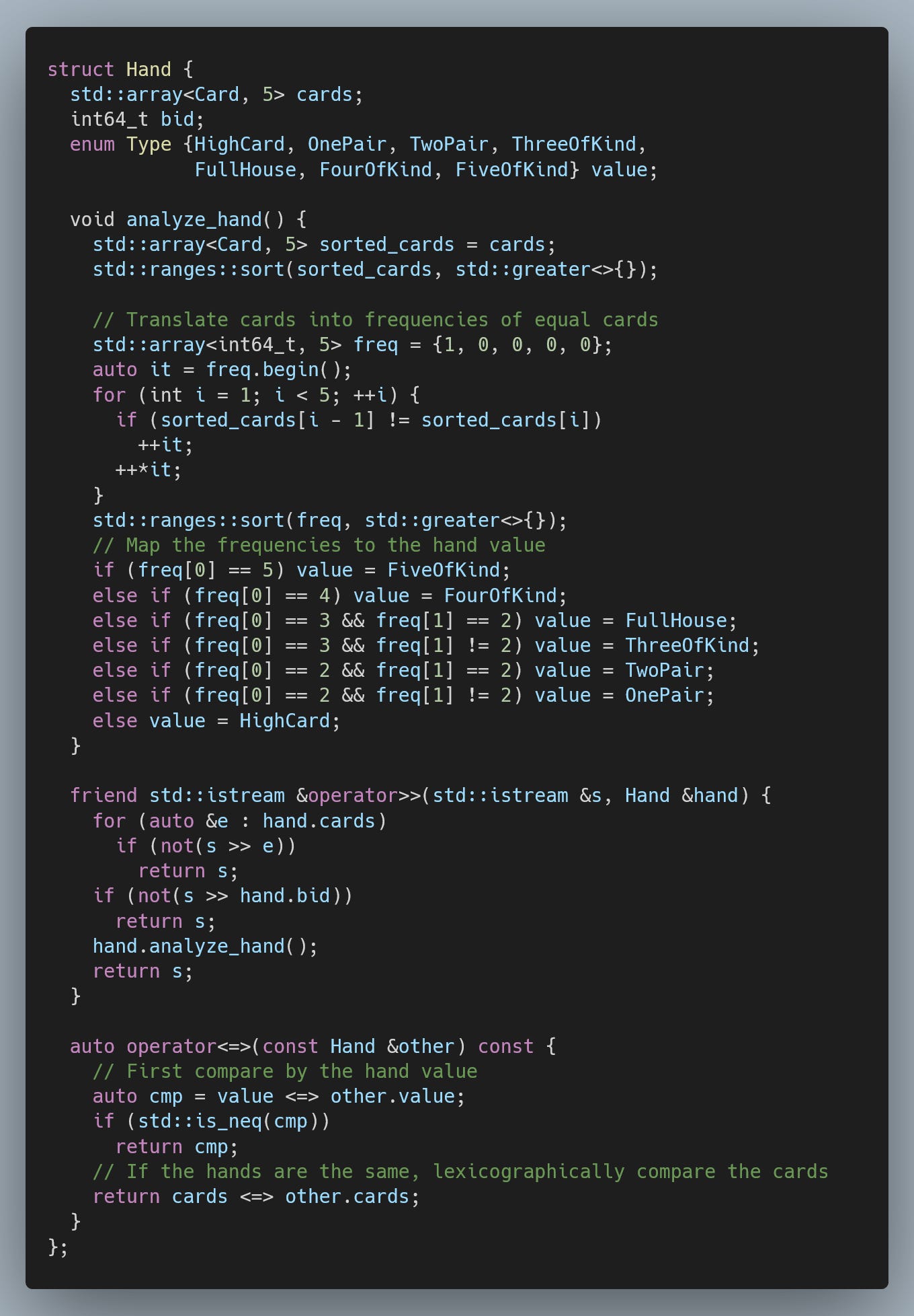 Daily bit(e) of C++ | Advent of Code 2023: Day 7