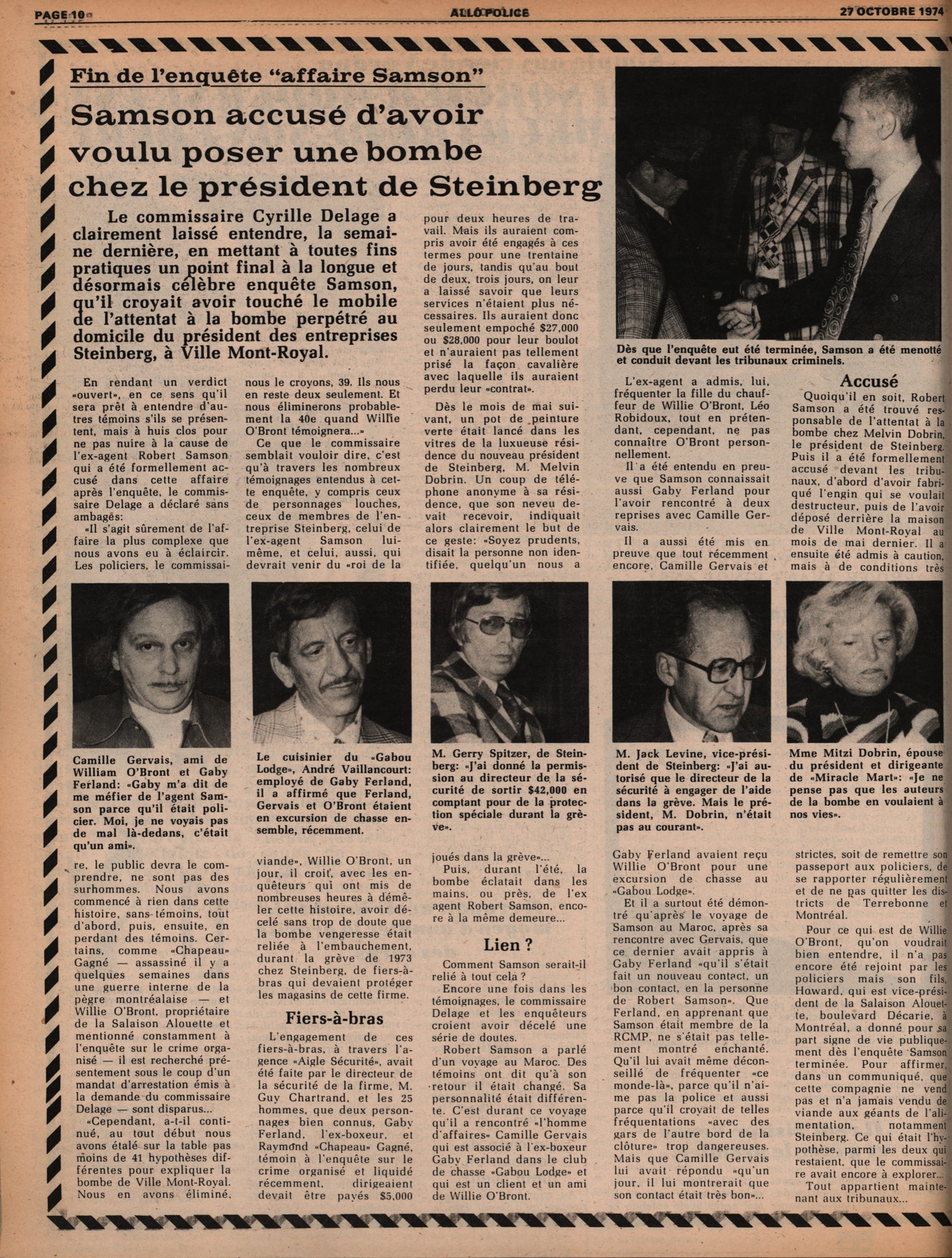 Fin de l'enquête "Affaire Samson" Allô Police Octobre 1974