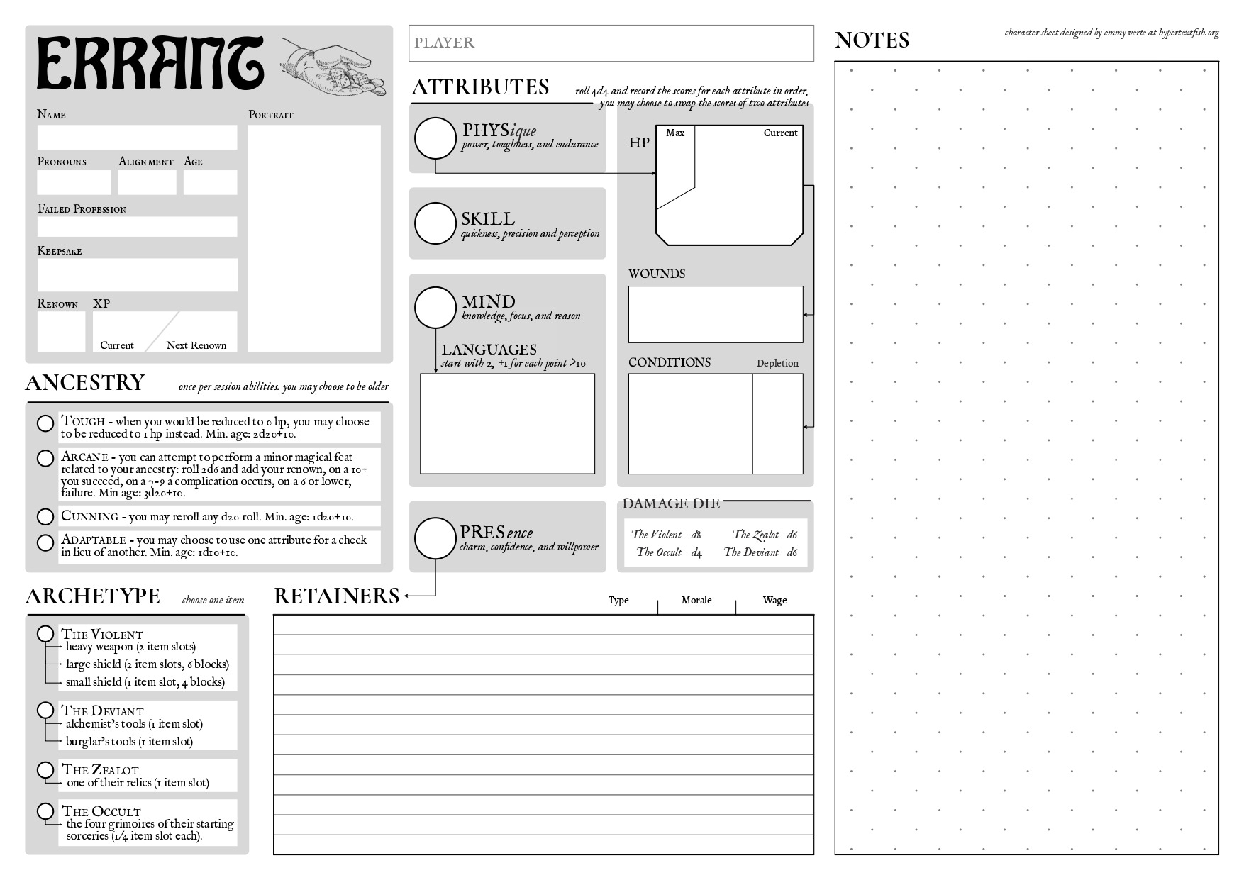 Mothership Character Sheet