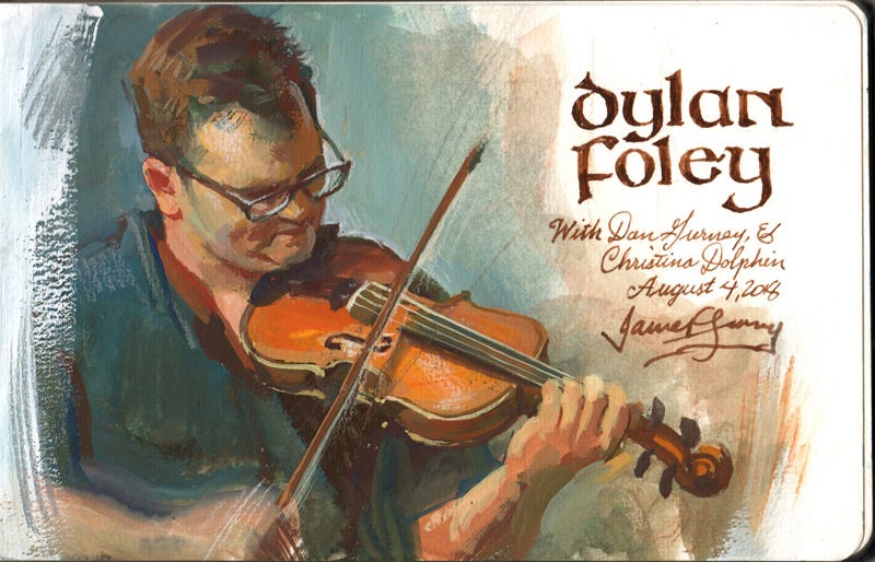 Irish Fiddler Dylan Foley - by James Gurney - Paint Here
