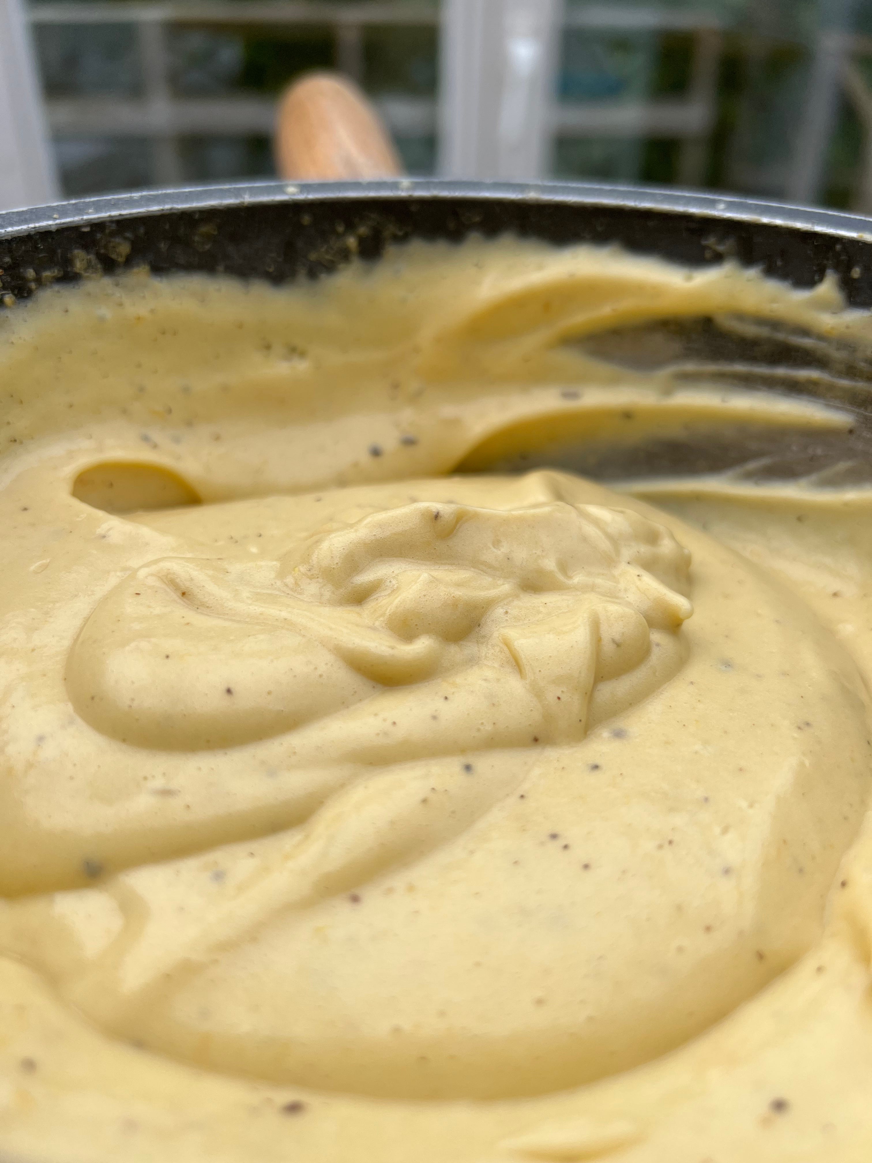 Marinated pointed cabbage with spices, blood orange sabayon and hazelnuts