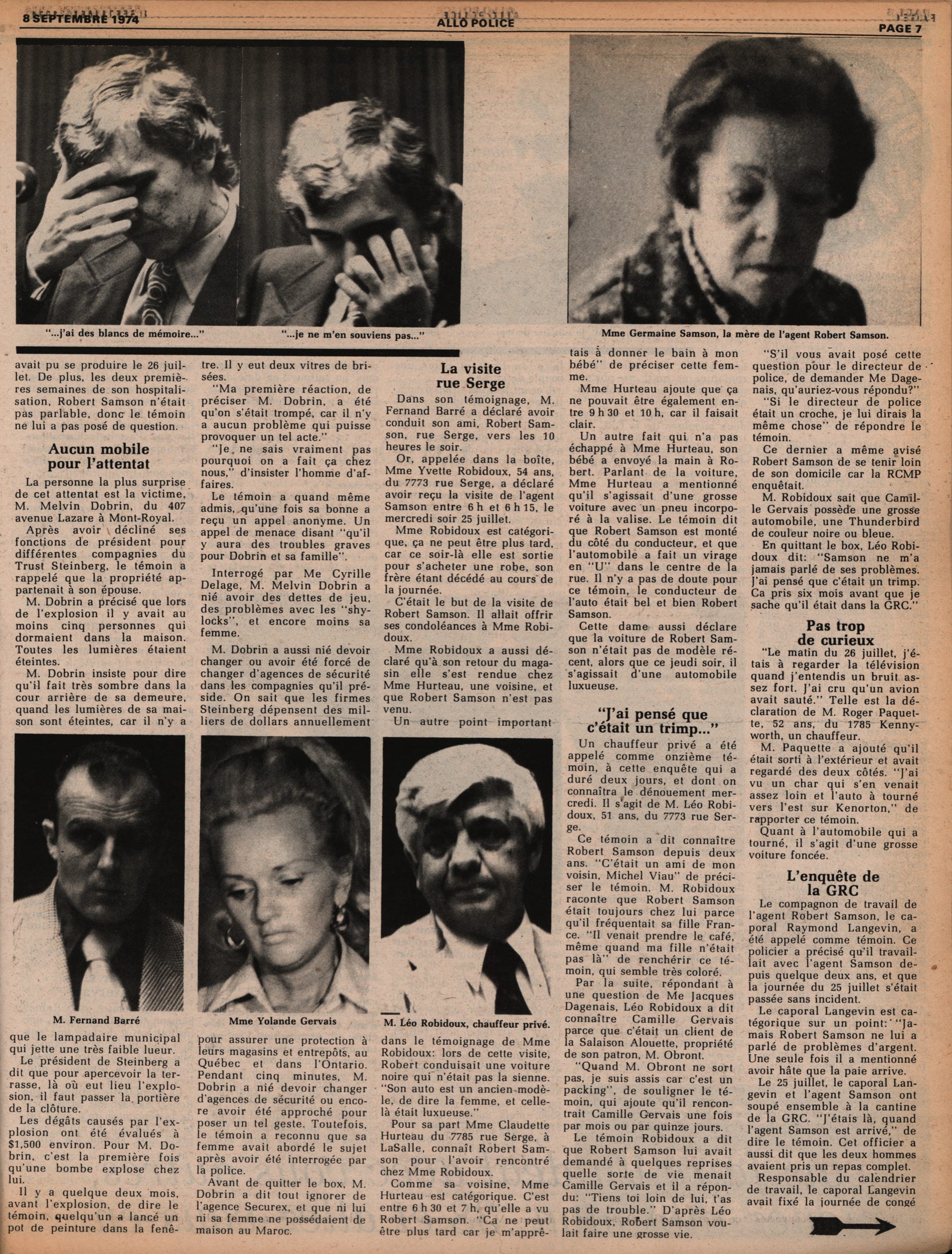 Tout sur l'affaire Samson Allô Police Septembre 1974