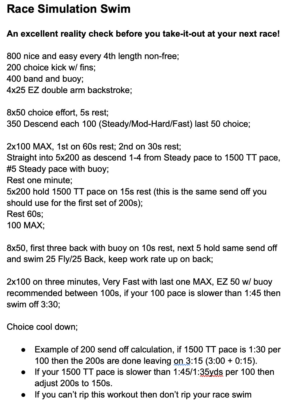 50 clearance swim workouts