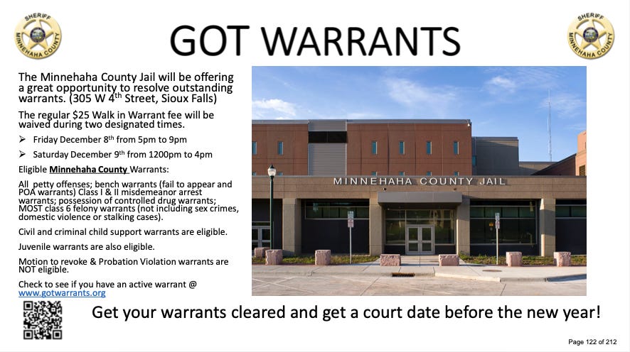 Resolving arrest warrants could cost defendants in Minnehaha County