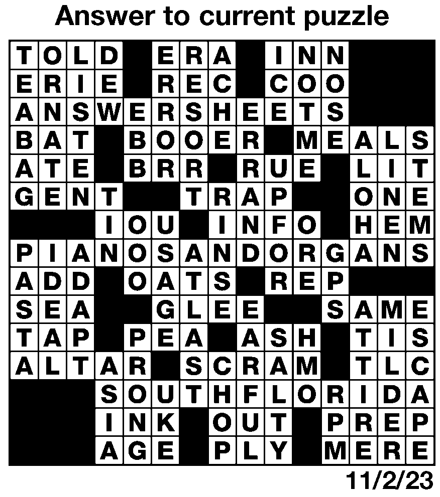 Crossword, Sudoku answers Nov. 28 The Dakota Scout