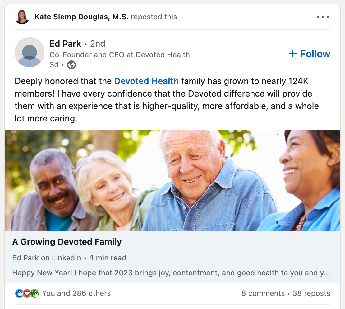 Devoted Health... devoted a lot of energy to 