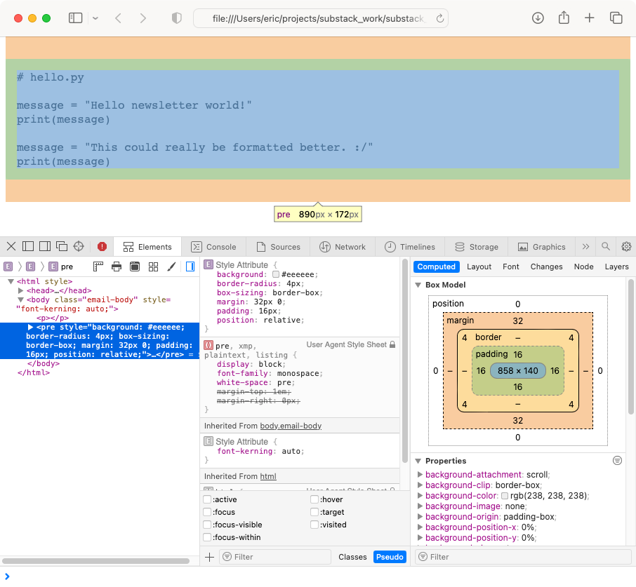 Improving code blocks in Substack newsletters