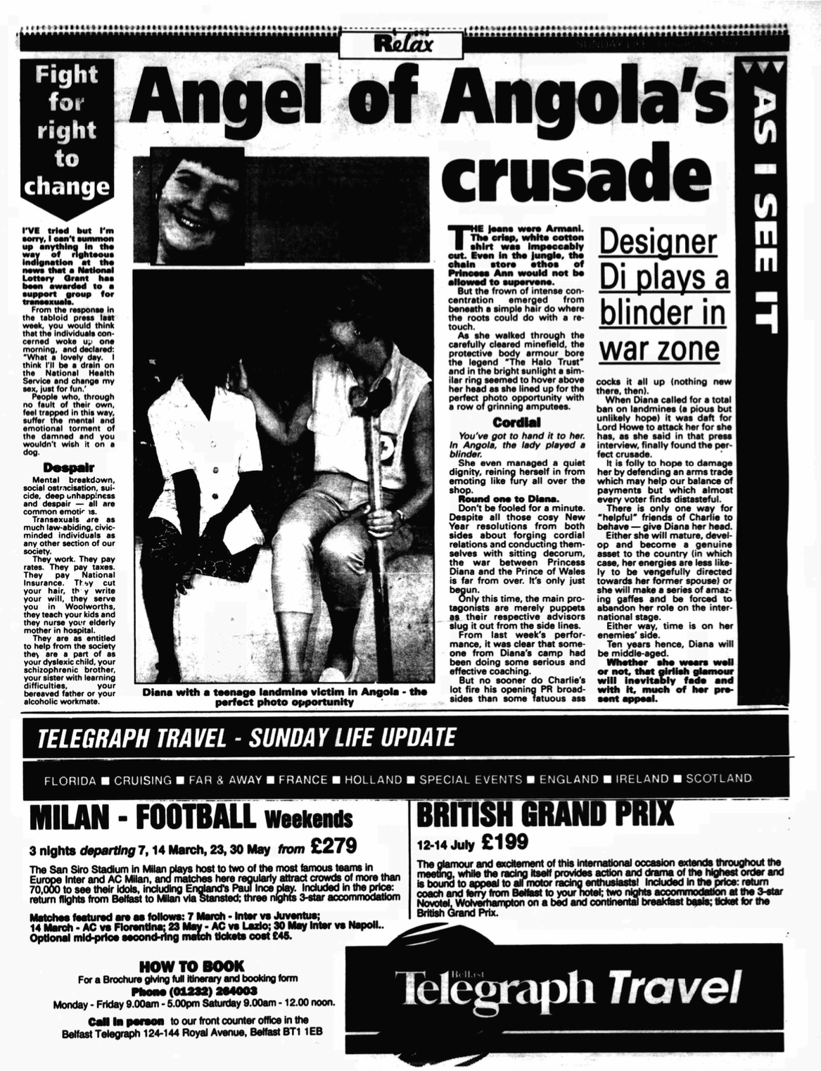 Newspaper headlines from the day after her death report that