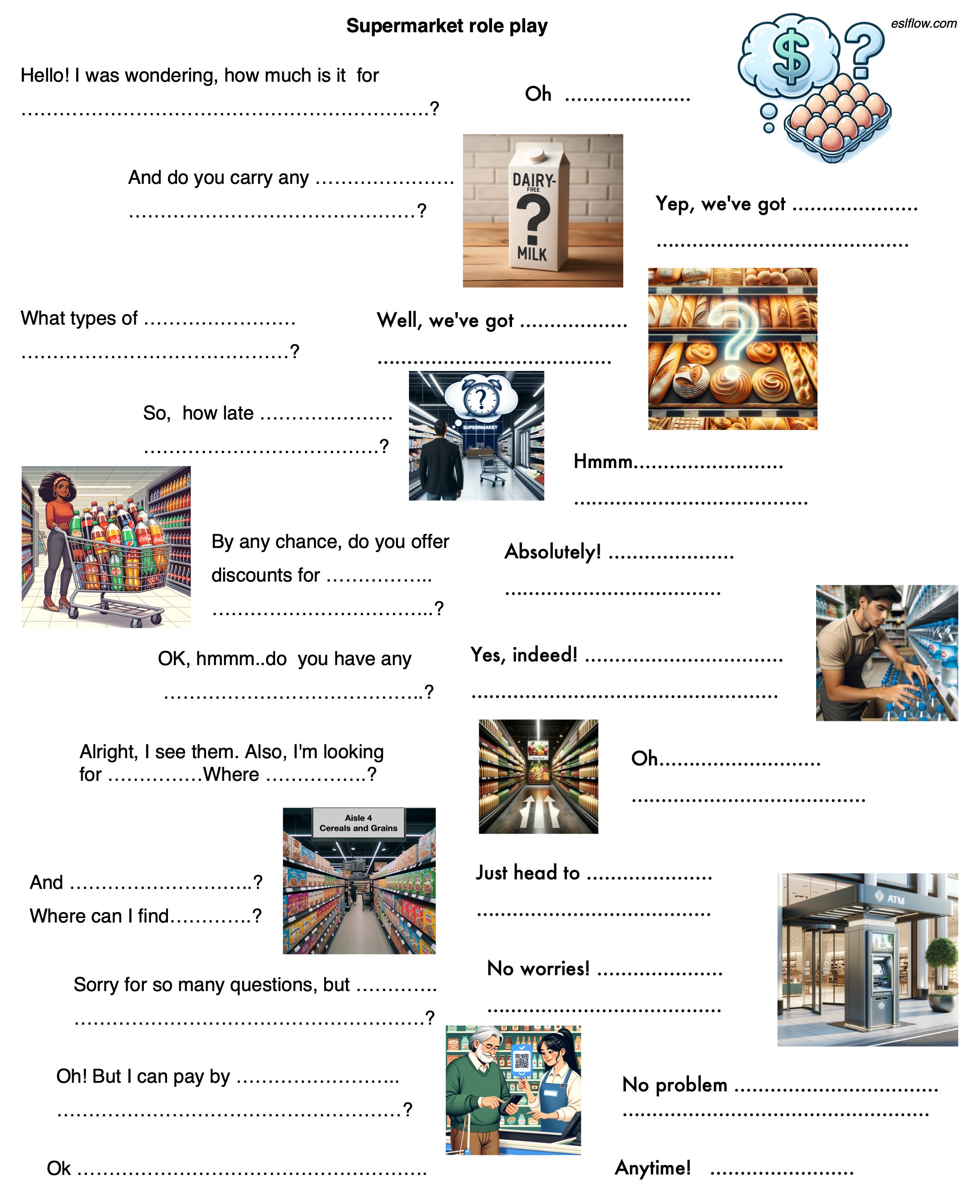 Supermarket enquiries role play by Peter Snashall