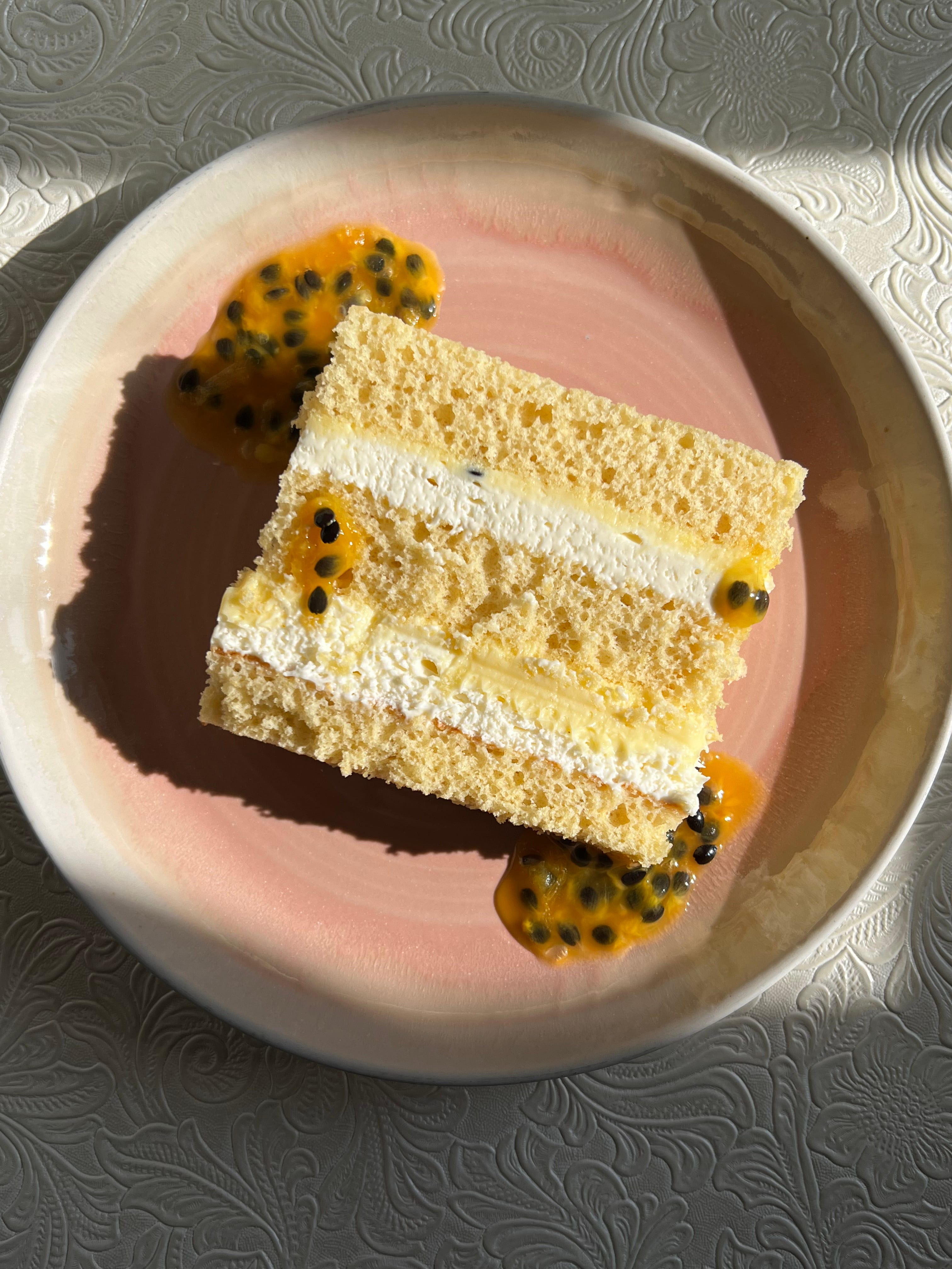 passion fruit cheesecake cake - by Kassie Mendieta