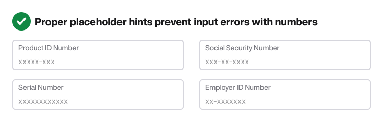 Number placeholder shop