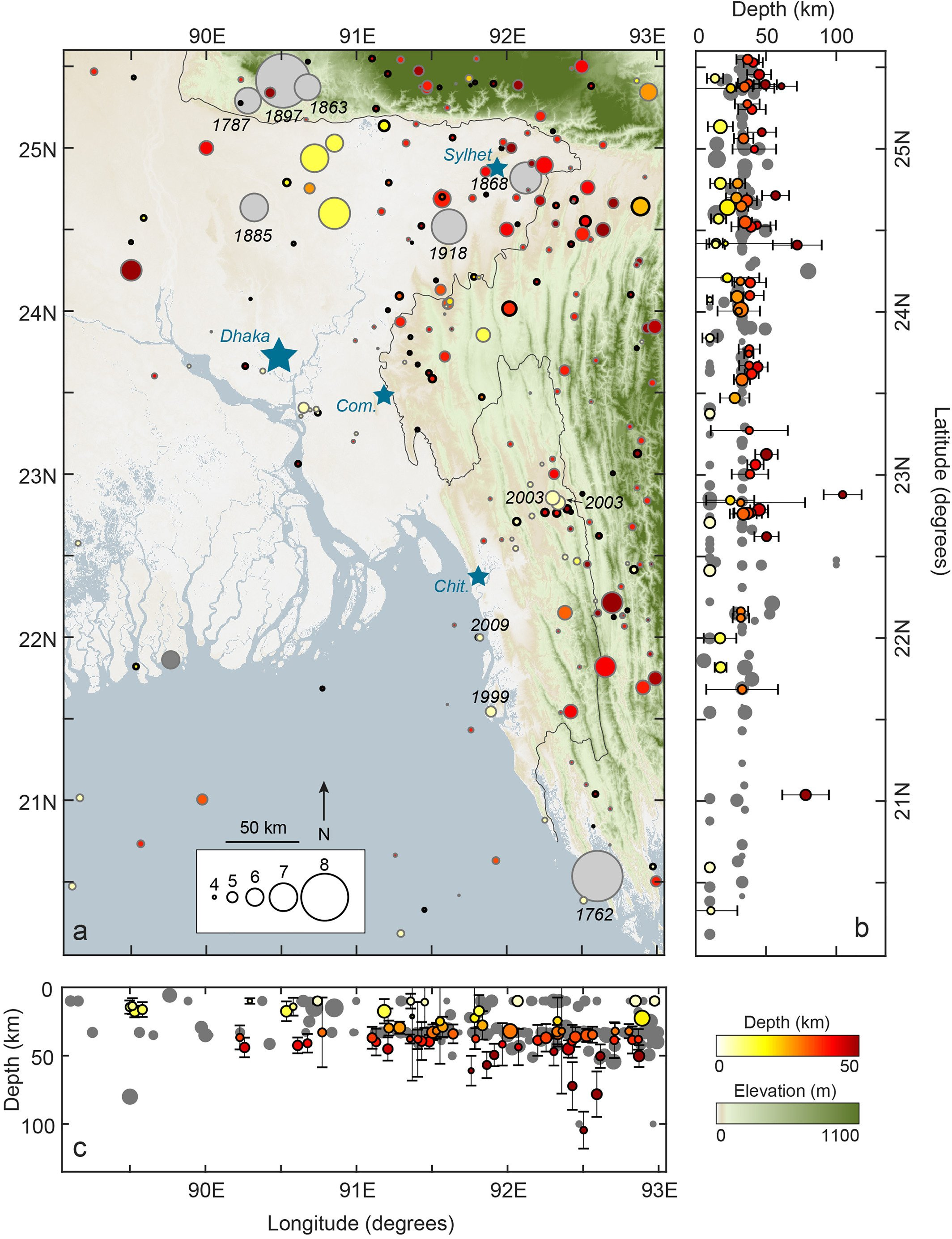 Highest magnitude earthquake in dhaka