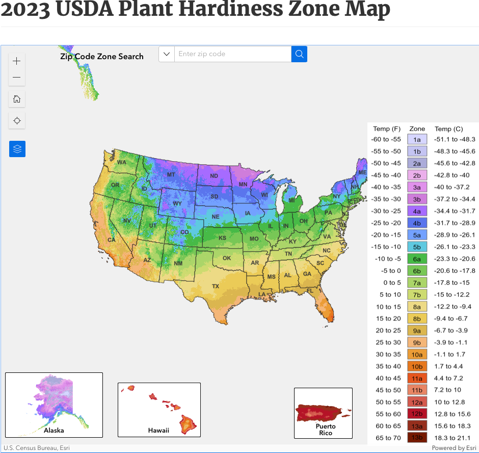 US Plant Hardiness Zones - by Sandy W. Lawrence