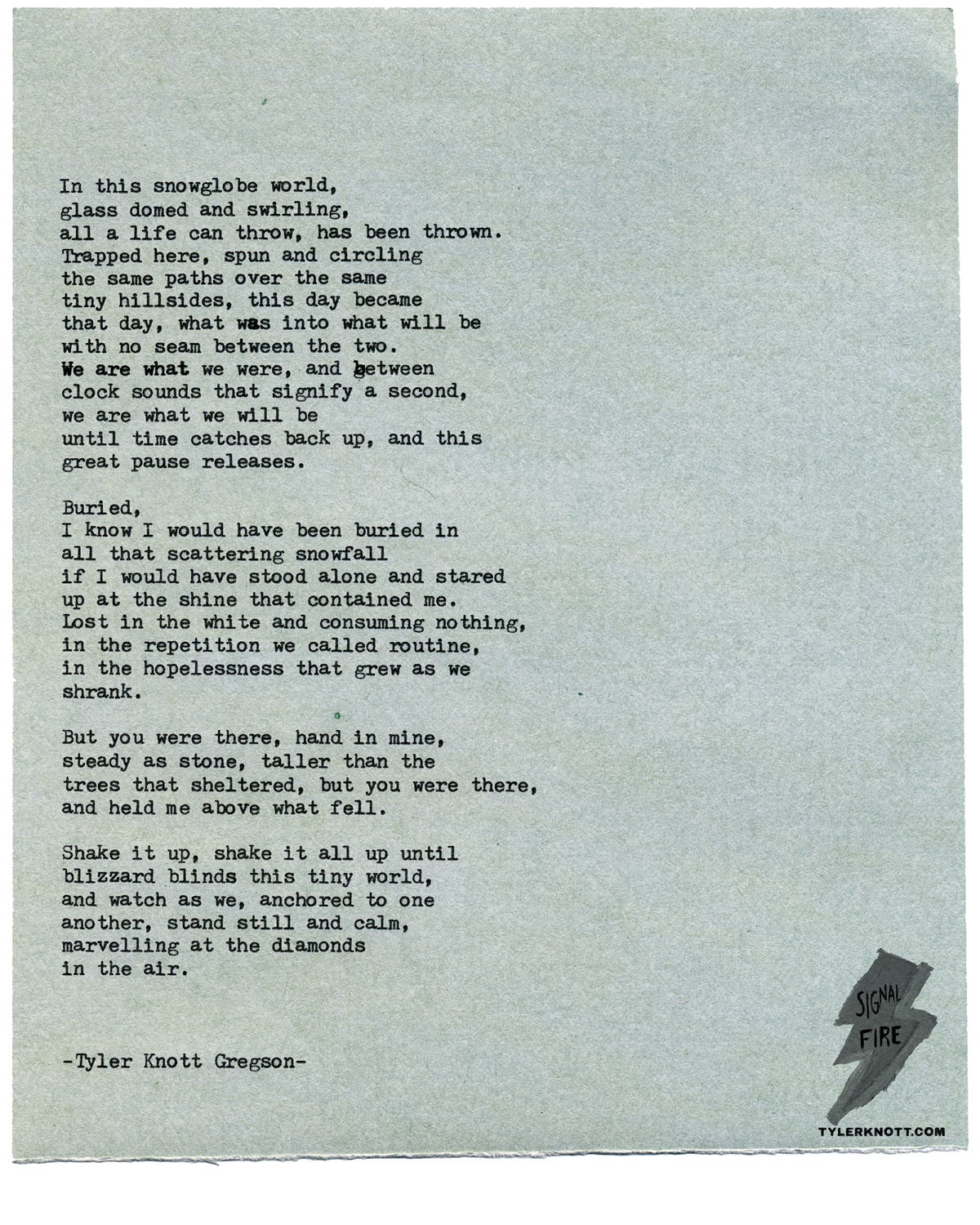 In This Snowglobe World - Brand New Typewriter Series Poem