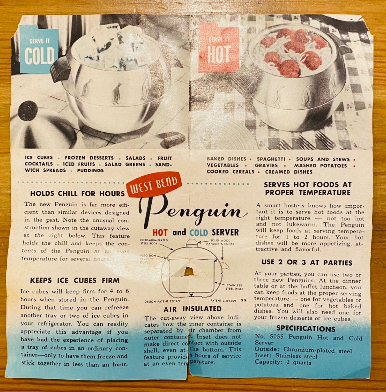 Vintage ice sales bucket with penguins