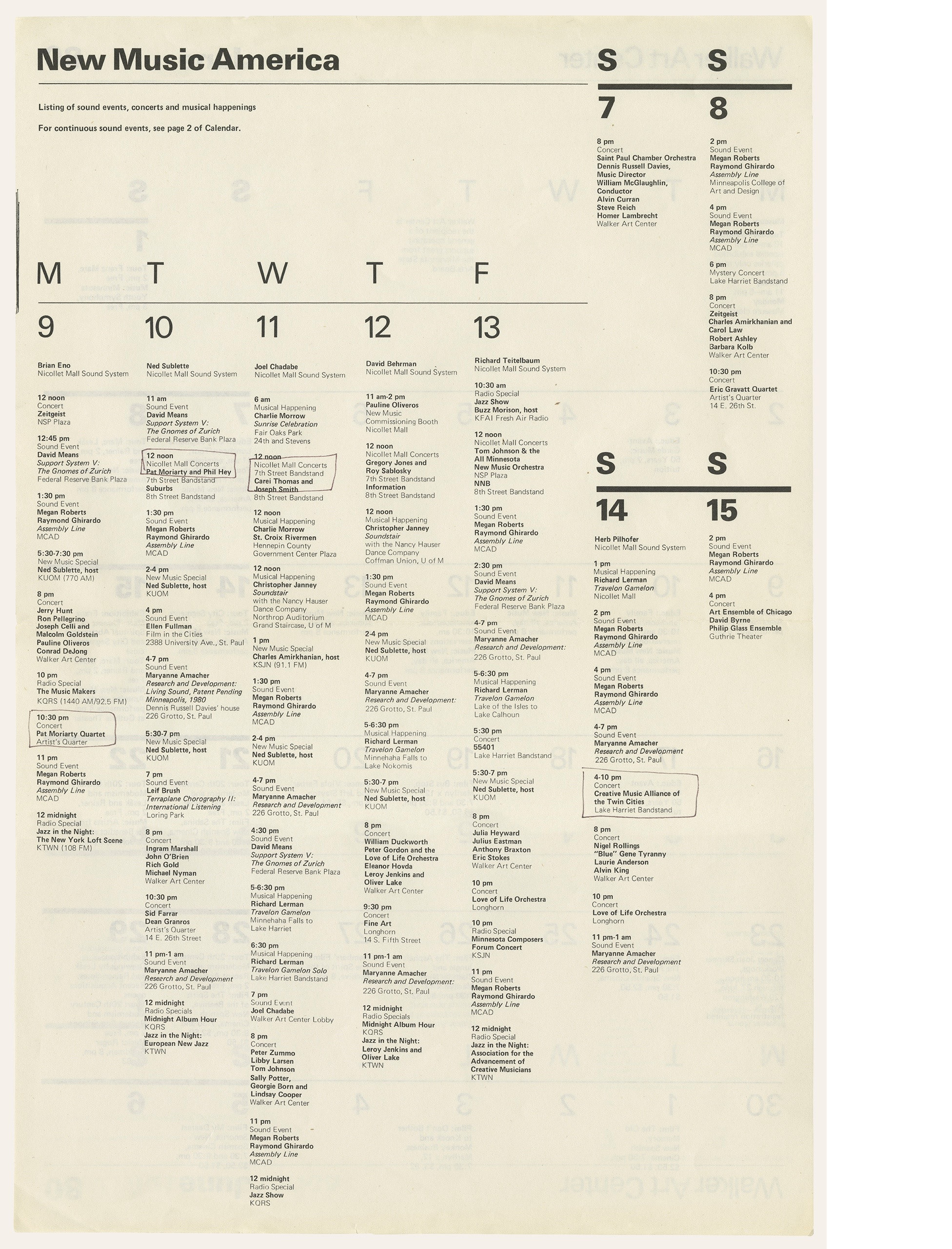 June 5 Radio preview (from 2019) New Music America Minnesota 1980